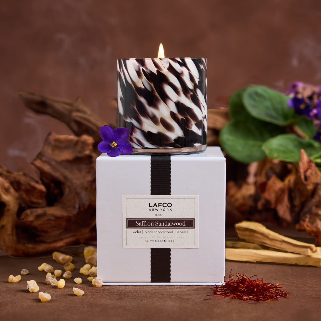 Lifestyle image of Lafco Saffron Sandalwood Candle variant: 15.5 oz (Signature)