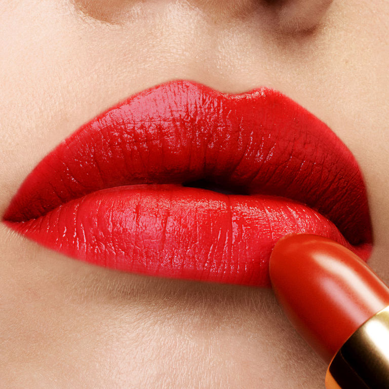 Model image of Tom Ford Lip Color Lipstick variant: 16 Scarlet Rouge