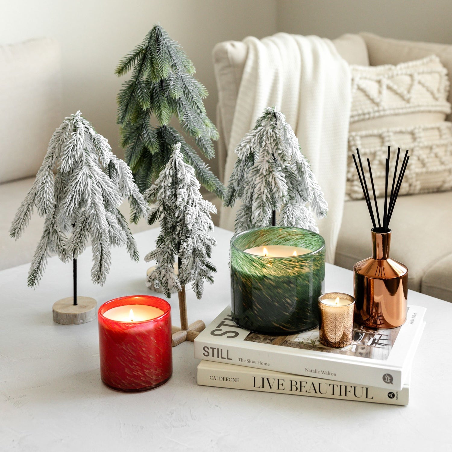 Lifestyle image of Lafco Woodland Spruce Candle (Limited Edition) variant: 1.9 oz (Votive)