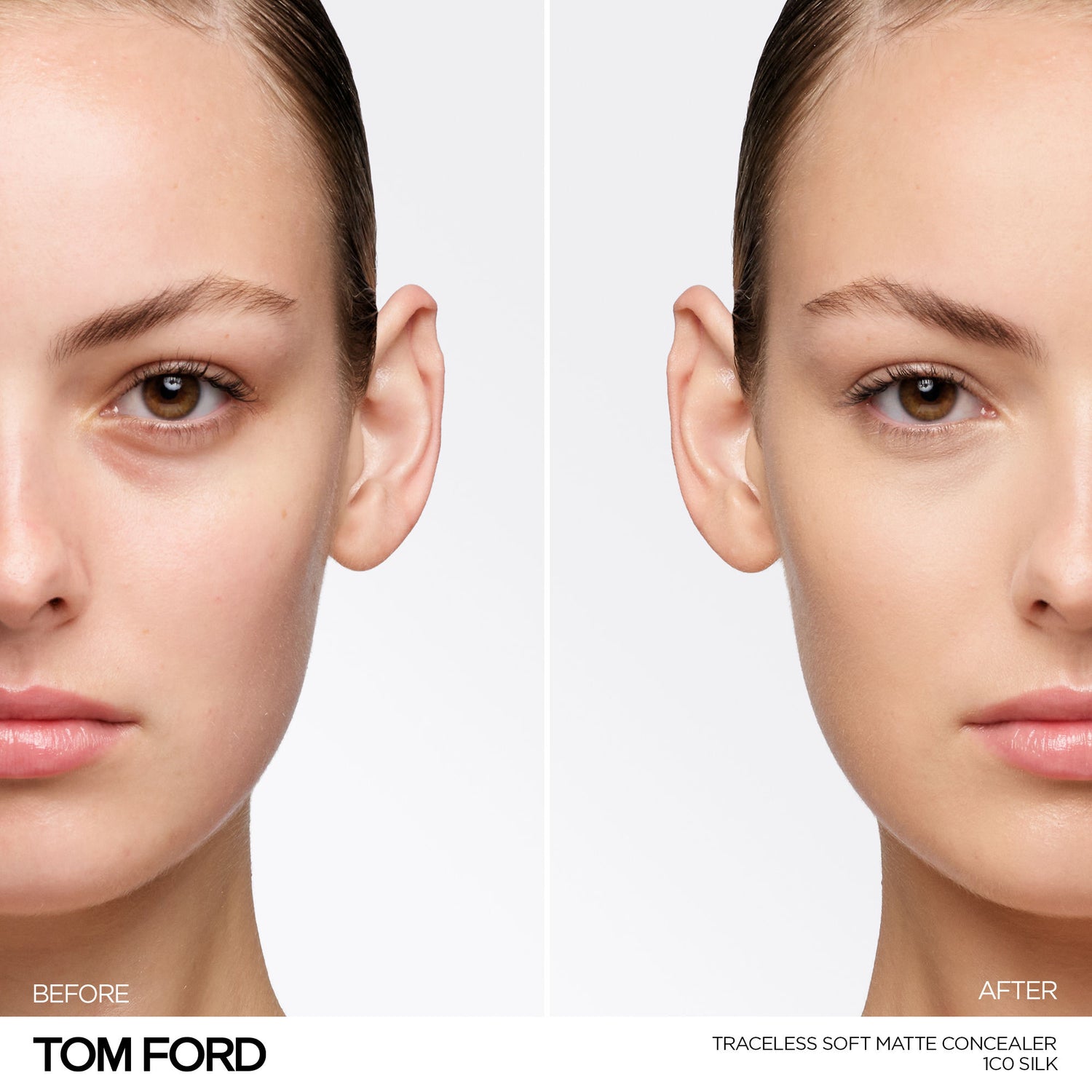 Before and after results of using Tom Ford Traceless Soft Matte Concealer variant: 1C0 Silk
