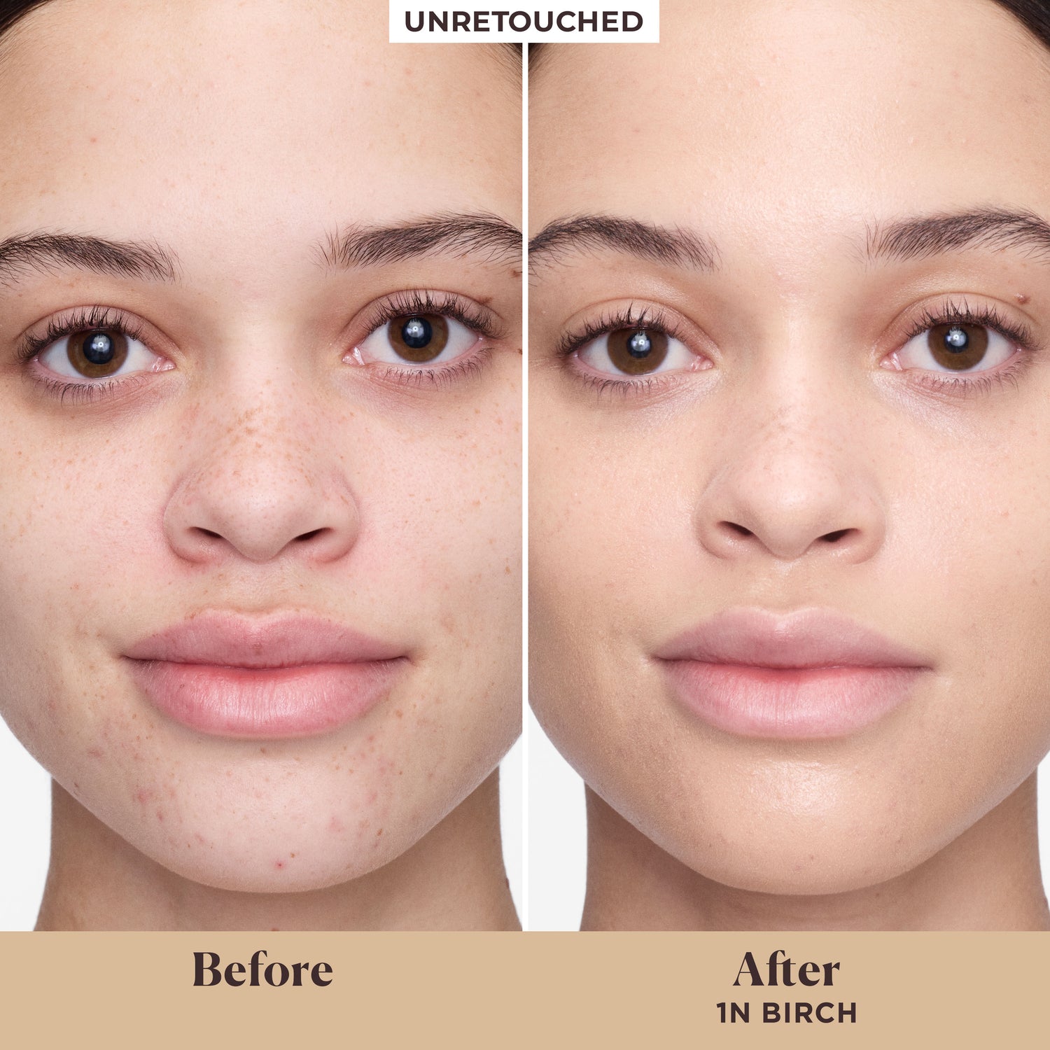 Before and after results of using Laura Mercier Long-Wear Tinted Moisturizer Natural Dewy SPF 30 with Hyaluronic Acid variant: 1N Birch