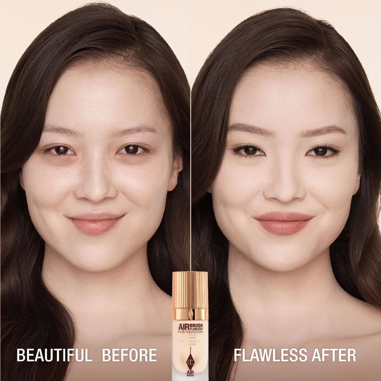 Before and after results of using Airbrush Flawless Foundation variant: 1 Neutral