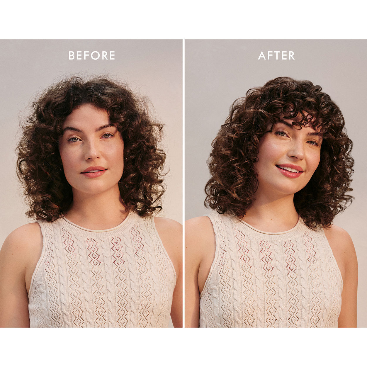 Before and after results of using Moroccanoil Curl Defining Cream variant: 8.5 fl oz