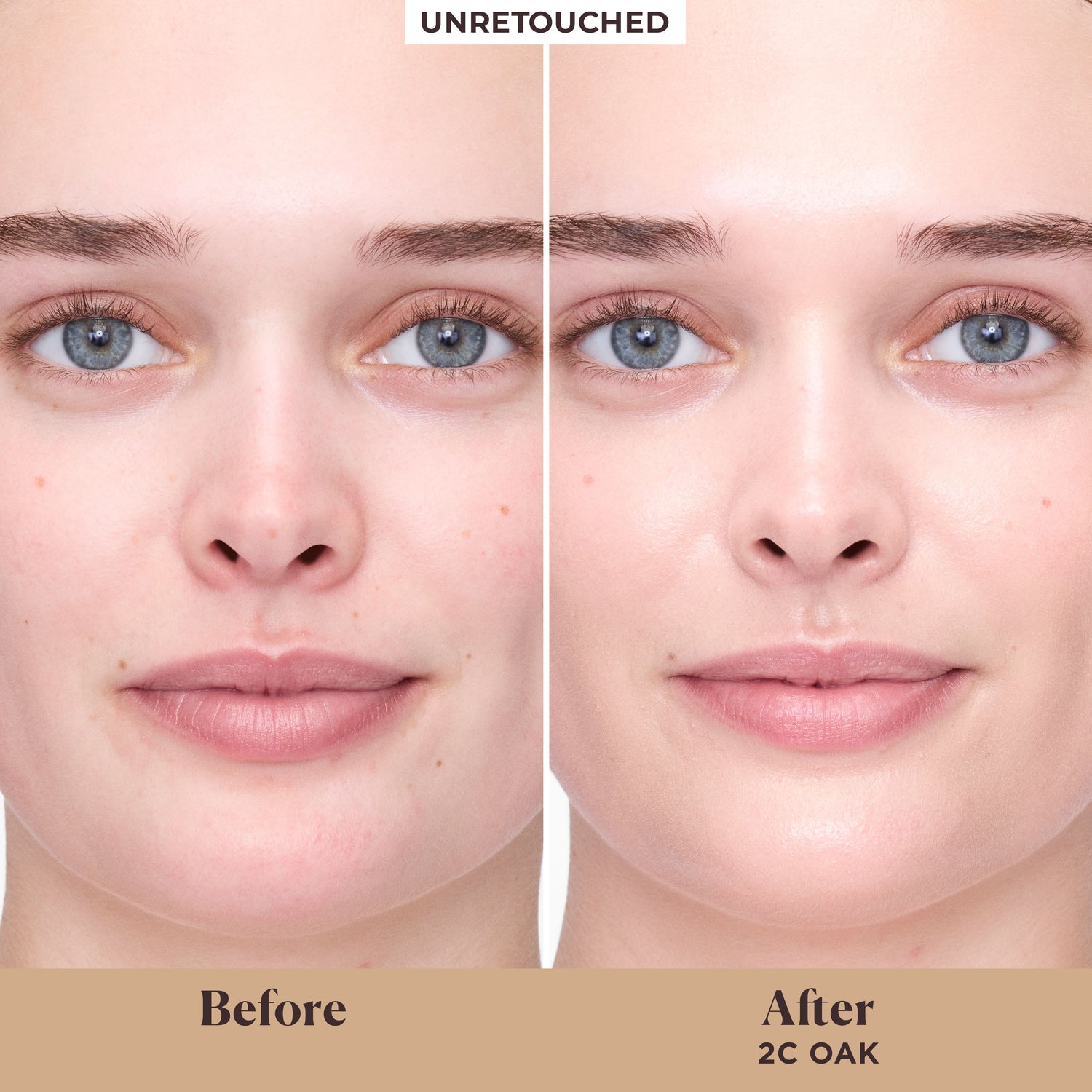 Before and after results of using Laura Mercier Long-Wear Tinted Moisturizer Natural Dewy SPF 30 with Hyaluronic Acid variant: 2C Oak