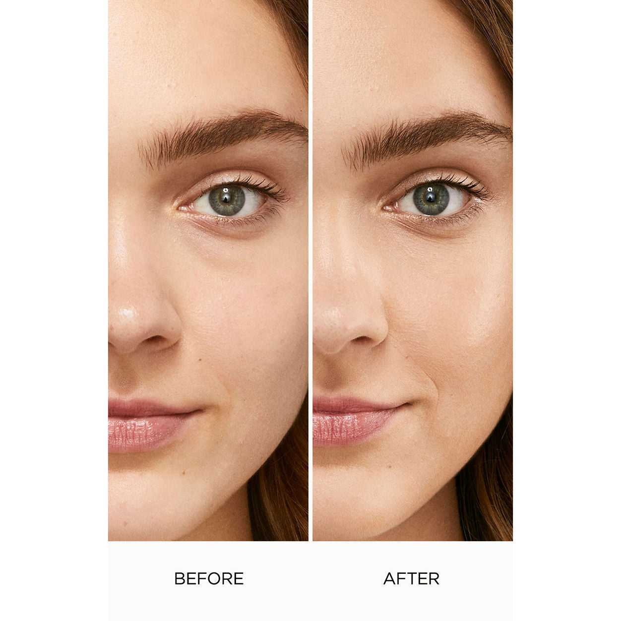 Before and after results of using Laura Mercier Flawless Lumière Radiance-Perfecting Foundation variant: 2W1.5 BISQUE