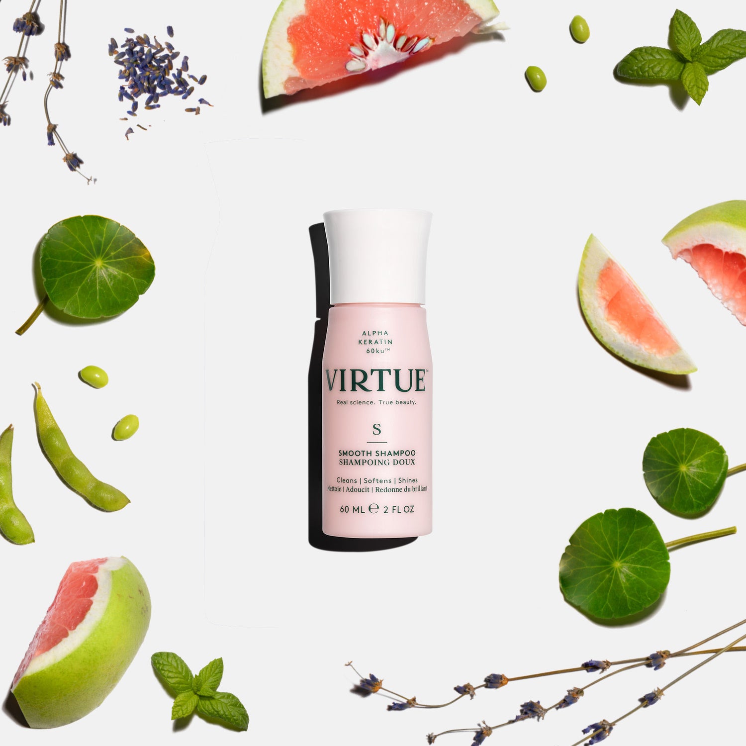 Lifestyle image of Virtue Smooth Shampoo variant: 2 oz