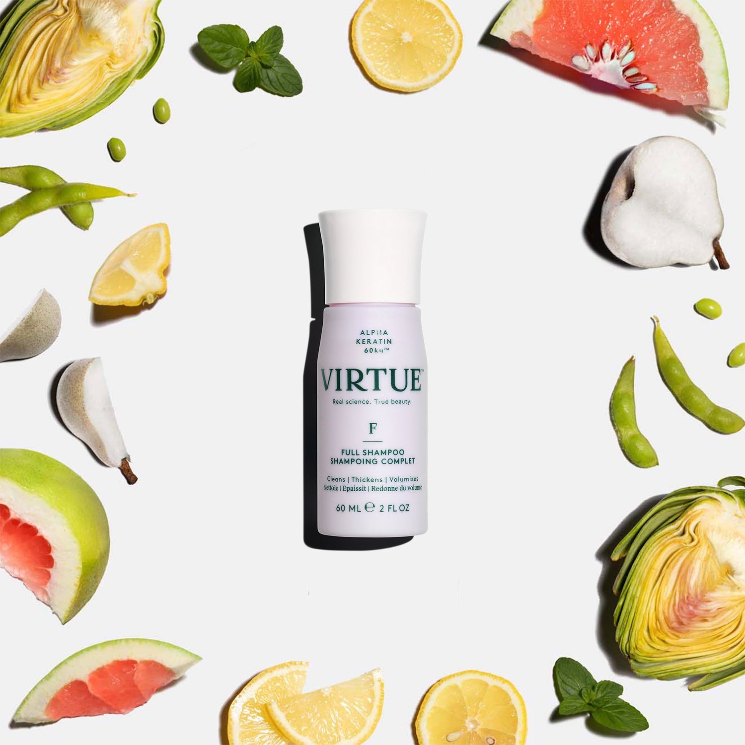 Lifestyle image of Virtue Full Shampoo variant: 2 oz