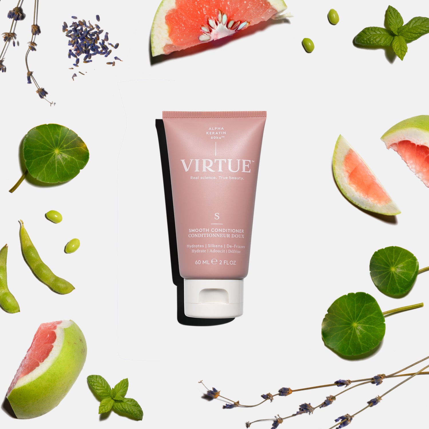 Lifestyle image of Virtue Smooth Conditioner variant: 2 fl oz (Travel)