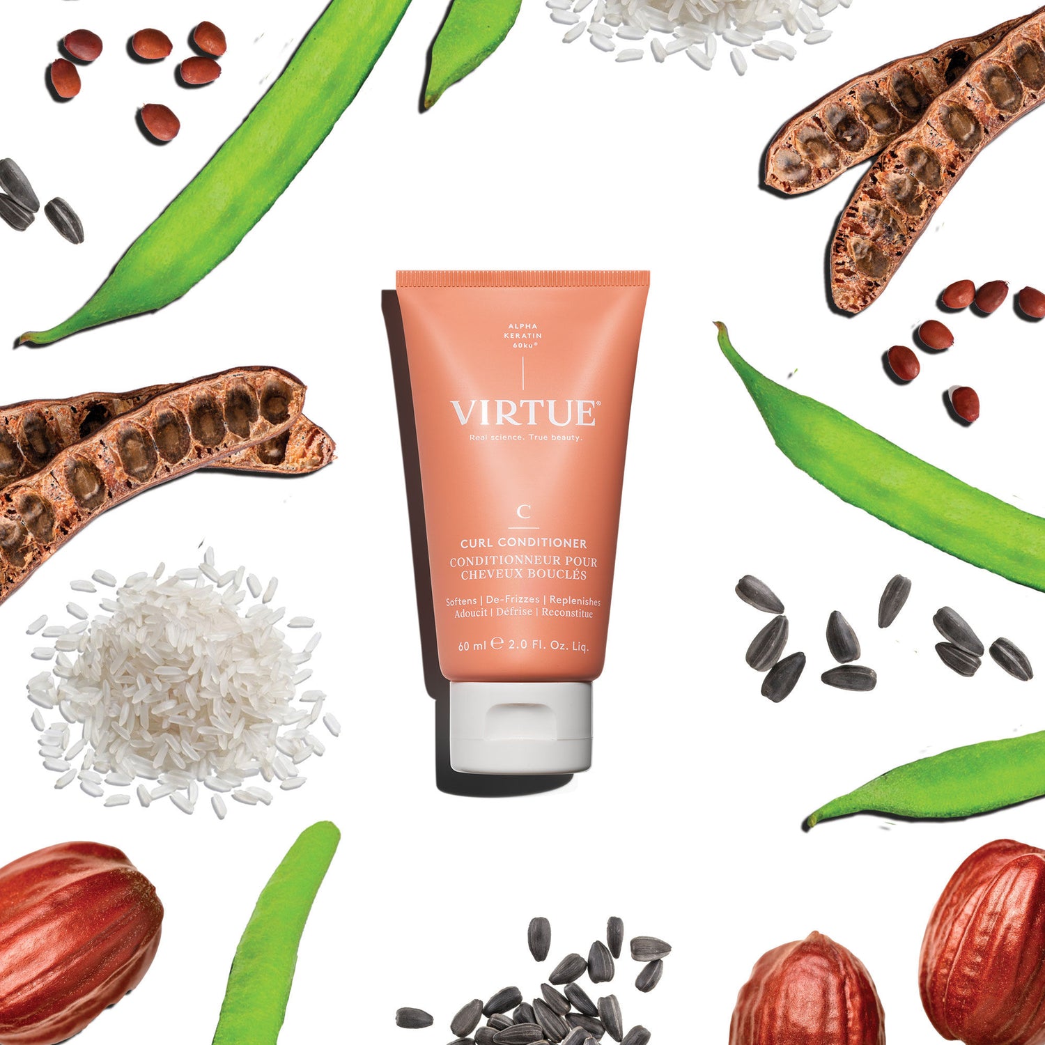 Lifestyle image of Virtue Curl Conditioner variant: 2 oz