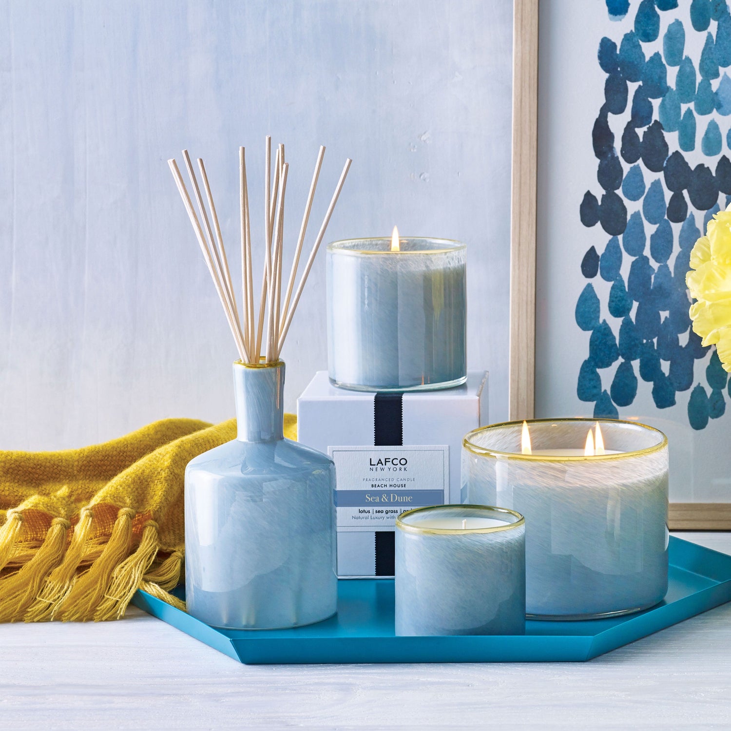 Lifestyle image of Lafco Sea and Dune Candle variant: 30 oz (3-Wick)