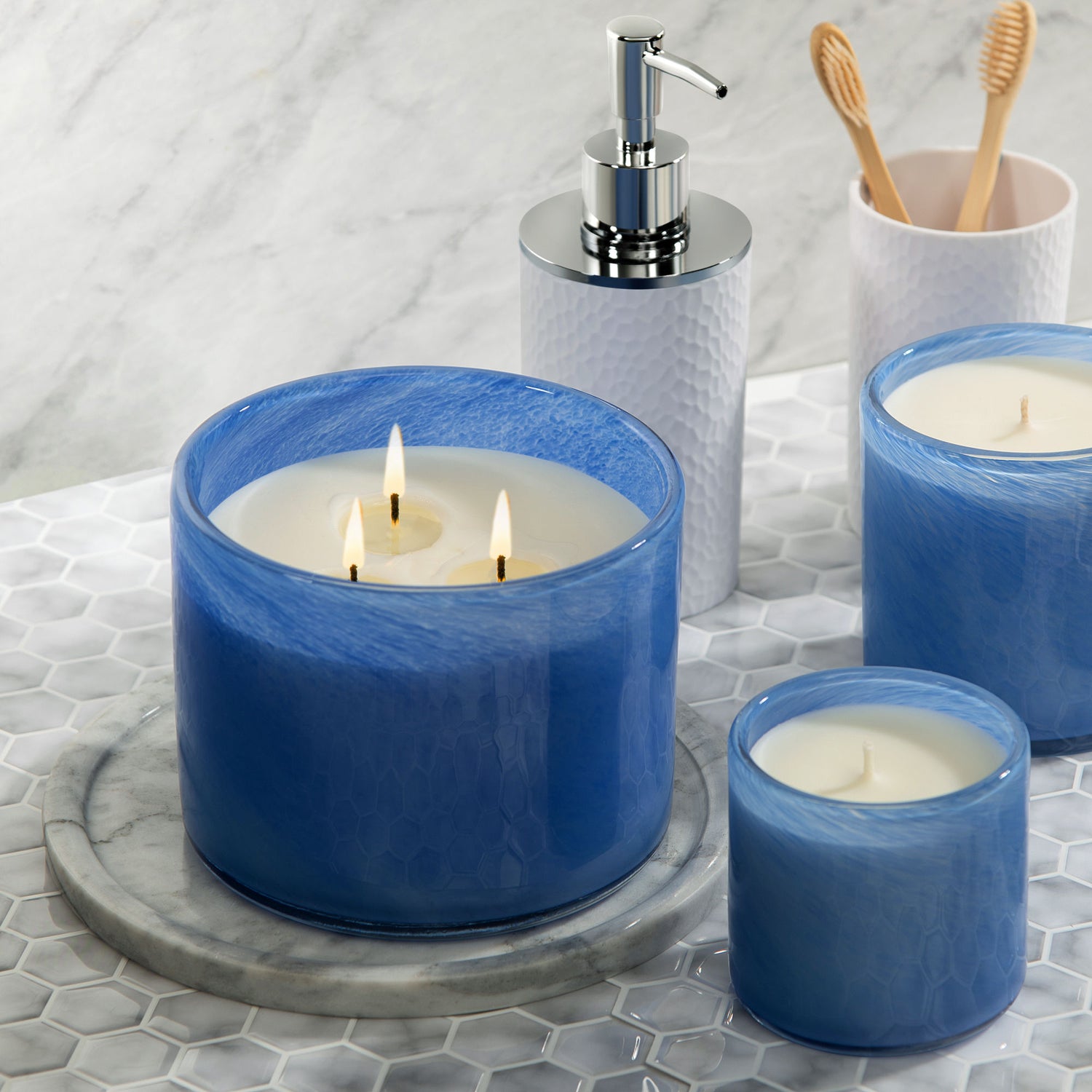 Lifestyle image of Lafco Bluemercury Classic Candle variant: 30 oz (3-Wick)