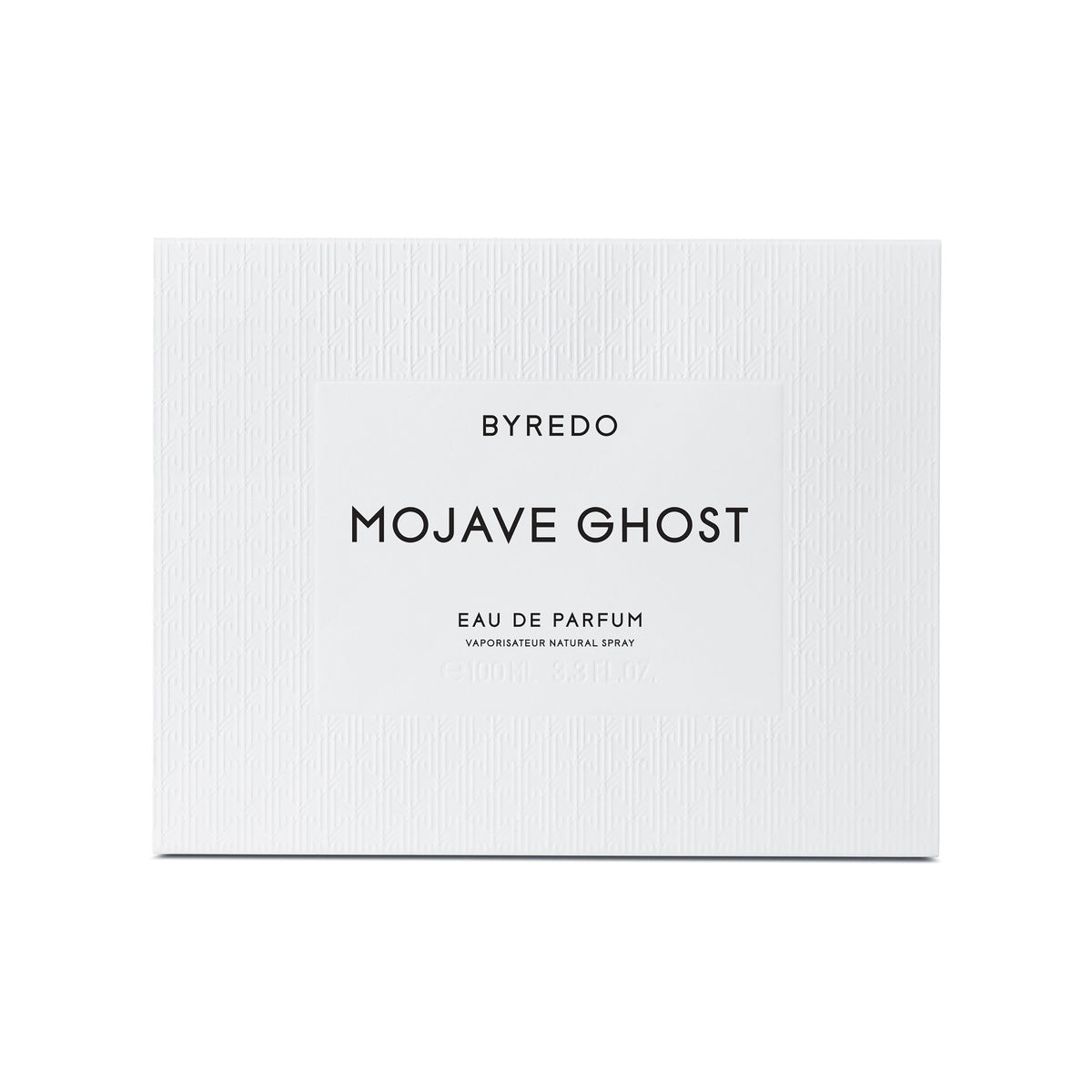 White rectangular perfume box for Byredo Mojave Ghost Eau de Parfum.
