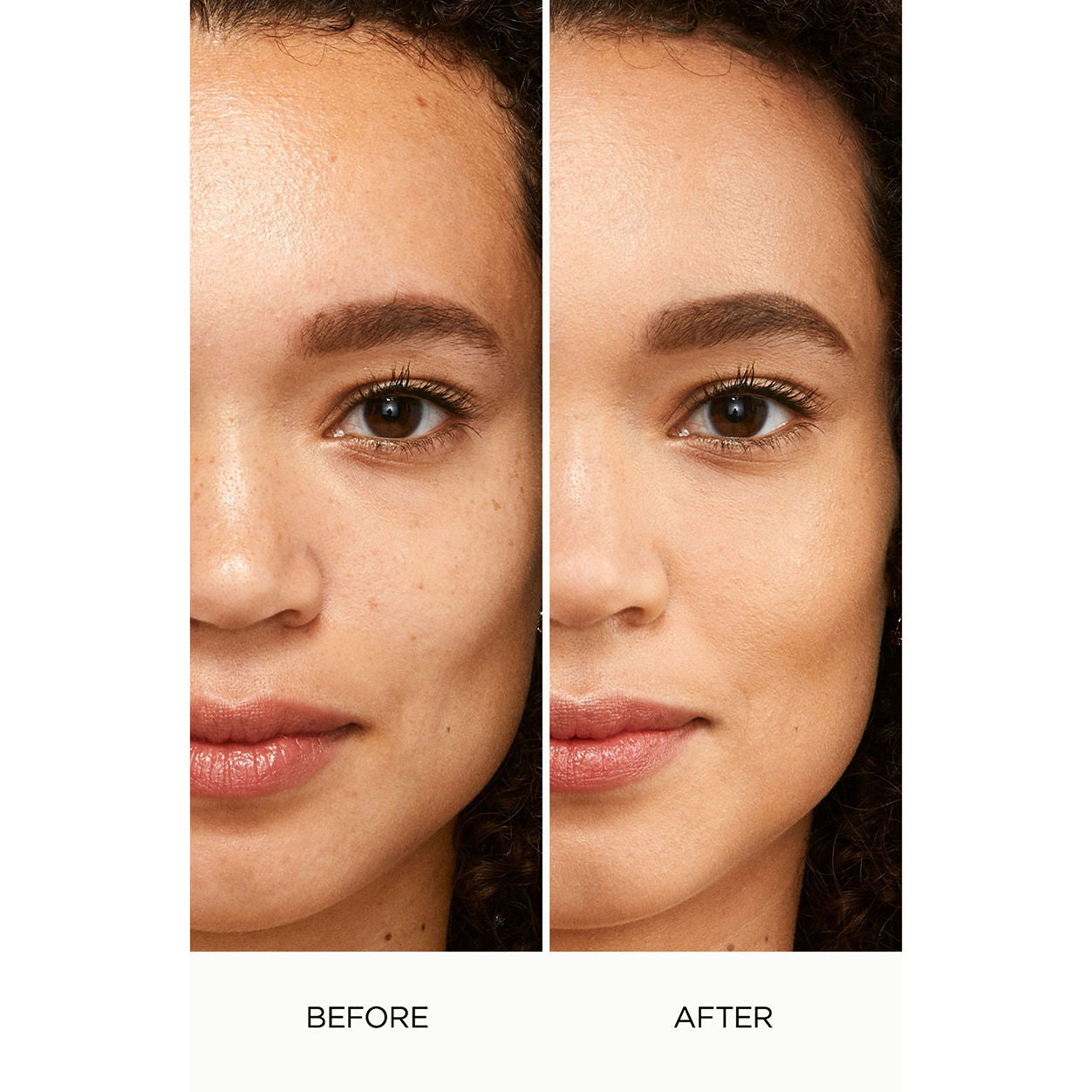 Before and after results of using Laura Mercier Flawless Lumière Radiance-Perfecting Foundation variant: 3N1.5 LATTE
