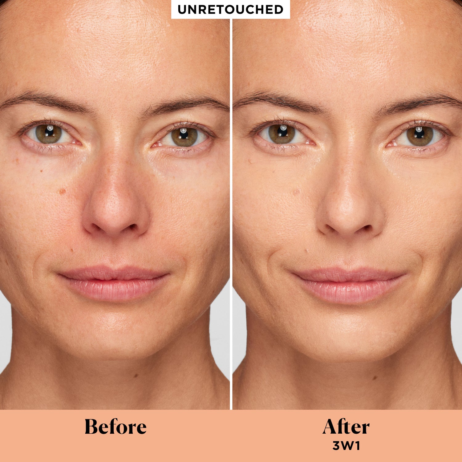 Before and after results of using Laura Mercier Real Flawless Weightless Perfecting Concealer variant: 3W1