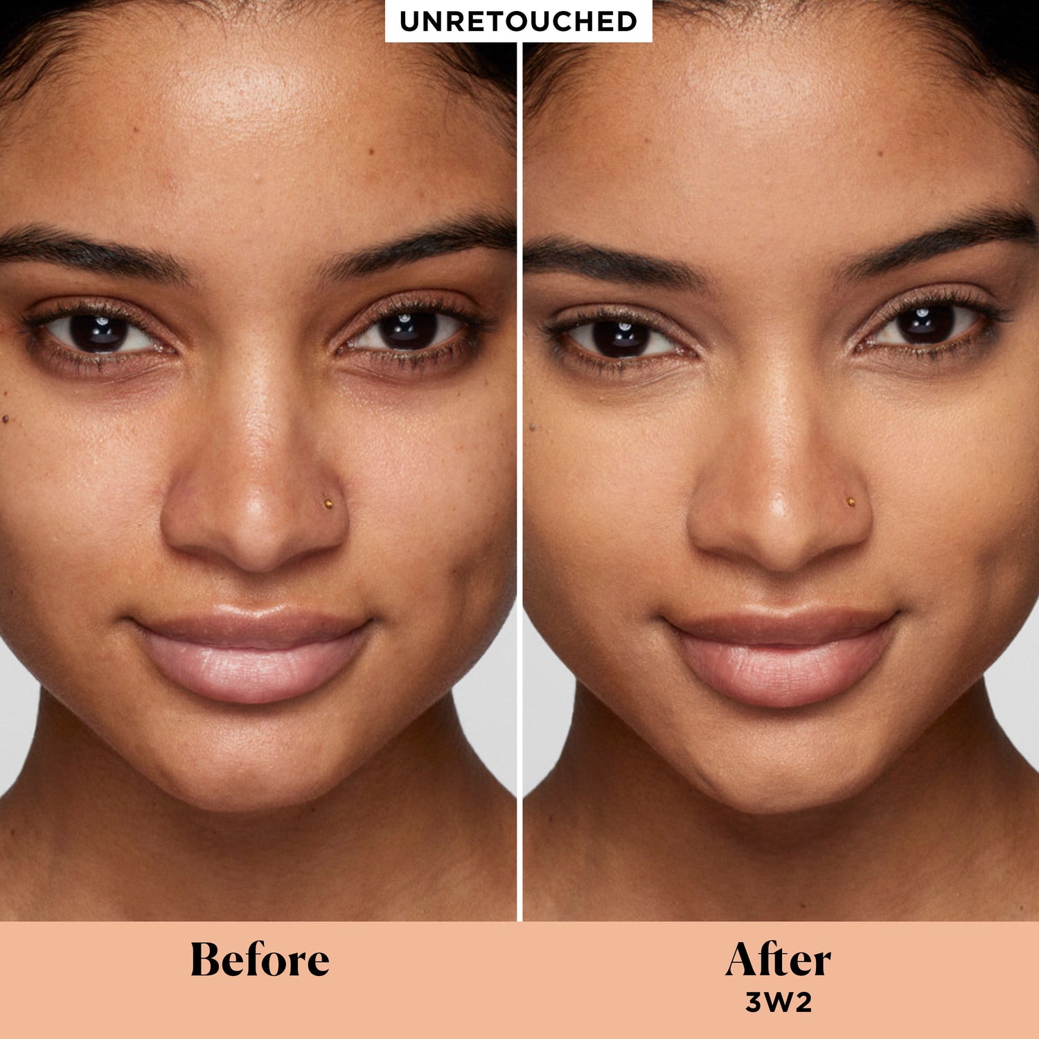 Before and after results of using Laura Mercier Real Flawless Weightless Perfecting Concealer variant: 3W2