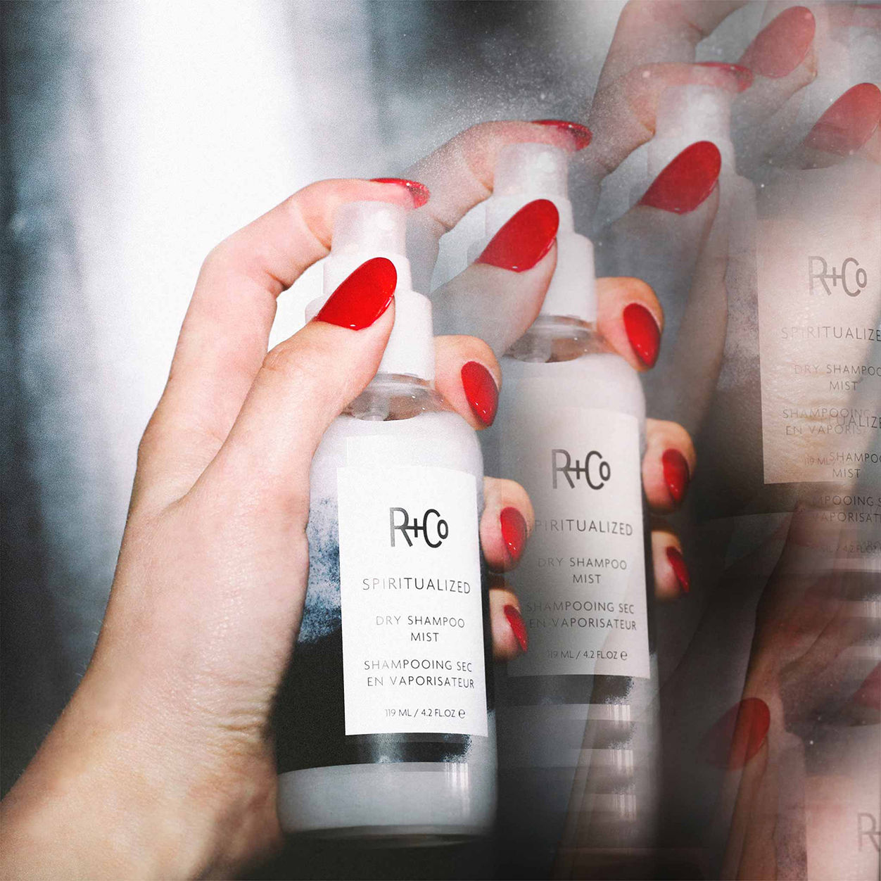 Lifestyle image of R+Co Spiritualized Dry Shampoo Mist variant: 4.2 oz