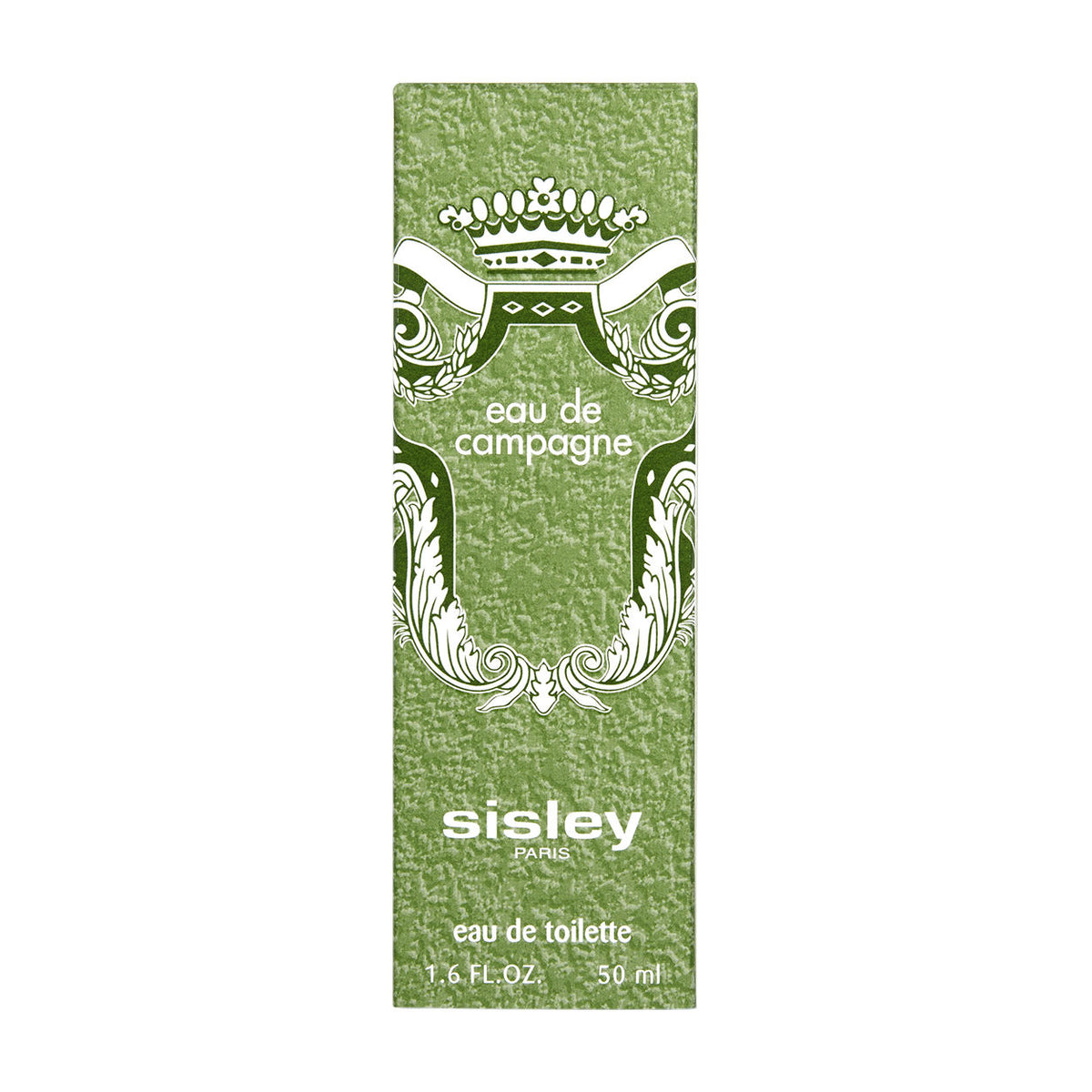 Green 50 ml Eau de Campagne Eau de Toilette box reflecting the French art of living, featuring a white ornate crest and the text eau de campagne.