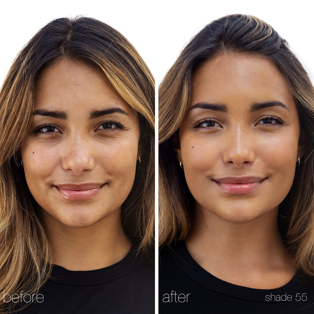Before and after results of using RMS Beauty UnCoverup Concealer variant: 55