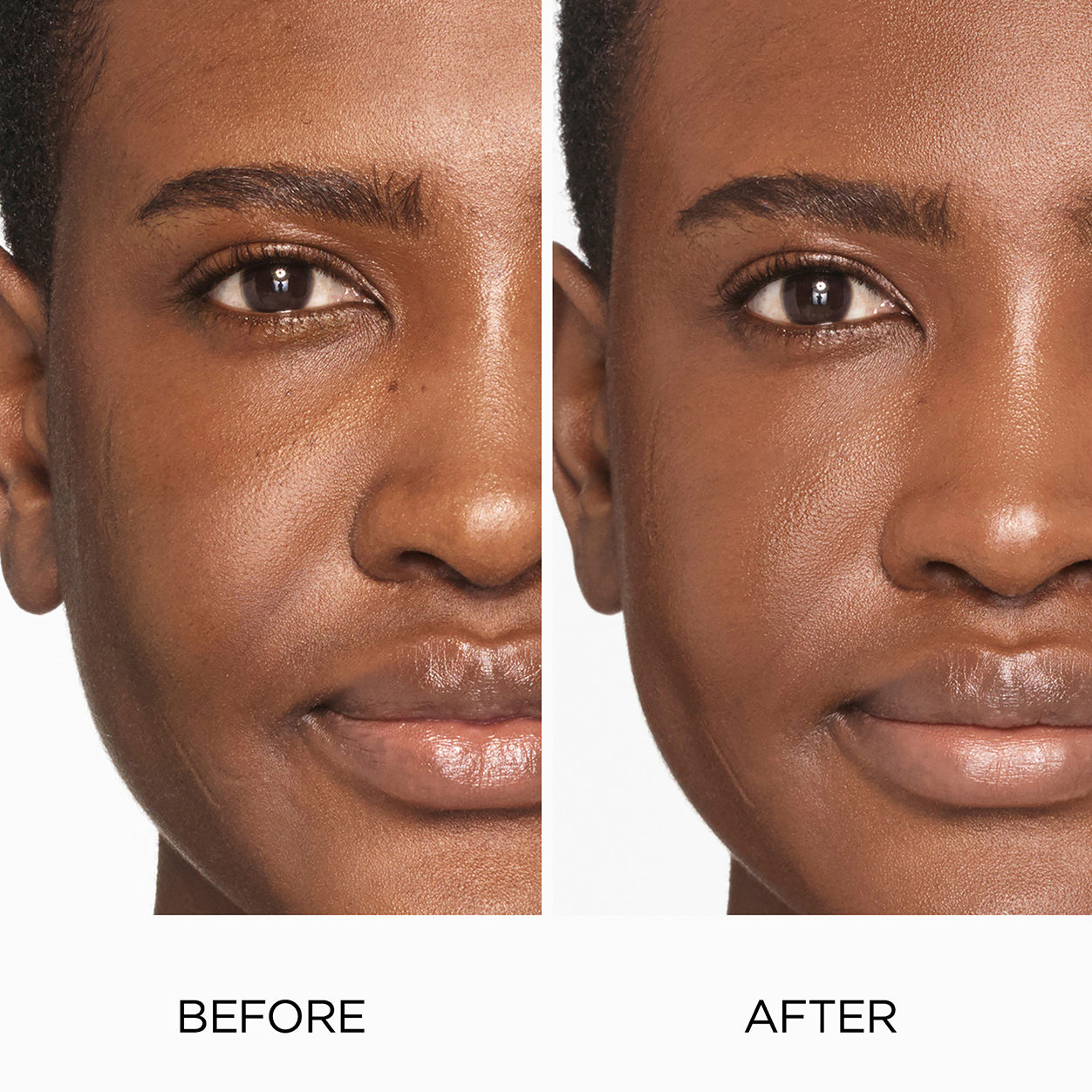 Before and after results of using Laura Mercier Tinted Moisturizer Natural Skin Perfector SPF 30 variant: 5C1 NUTMEG