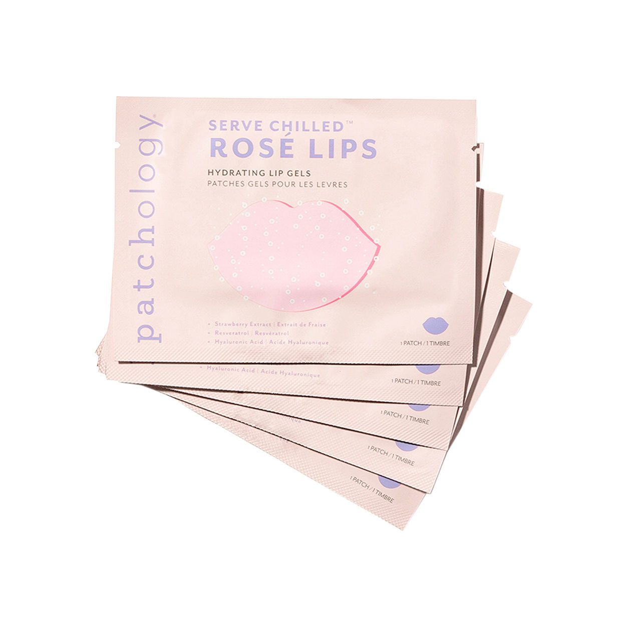 Image of an open Patchology Serve Chilled Rosé Lip Gel variant: 5 Packs