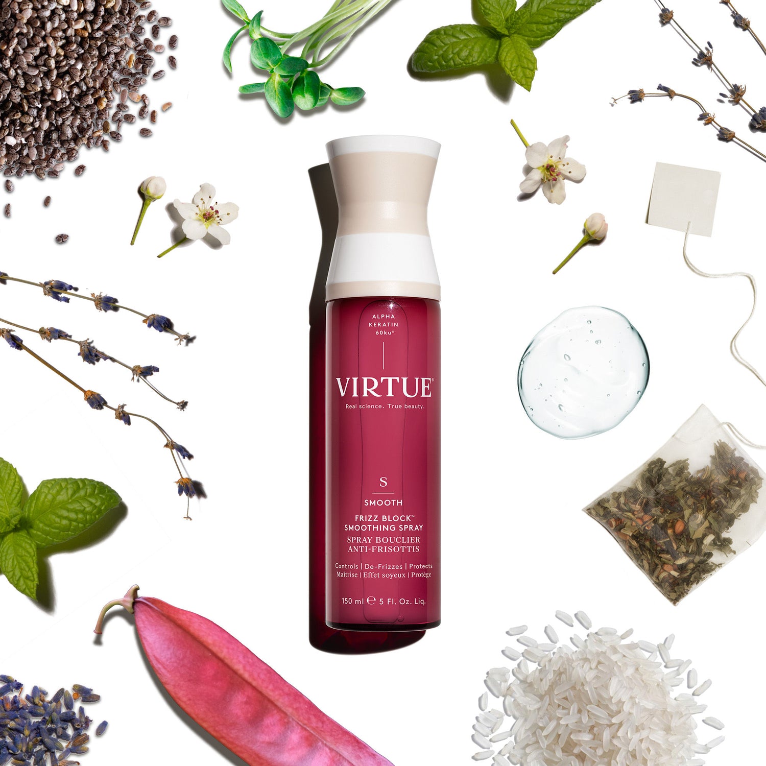 Lifestyle image of Virtue Frizz Block Smoothing Spray variant: 5 oz