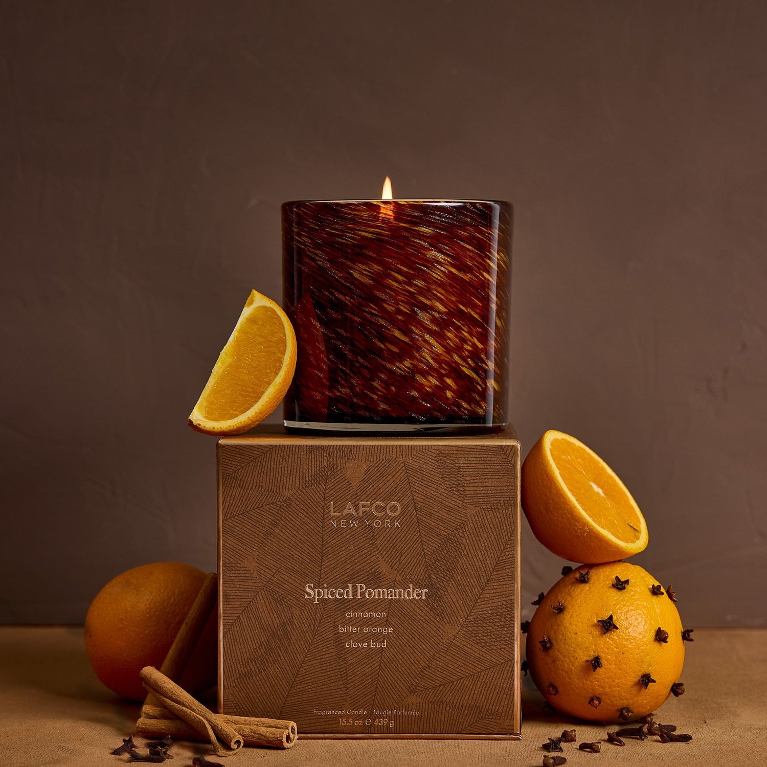 Lifestyle image of Lafco Spiced Pomander Candle variant: 6.5 oz (Classic)
