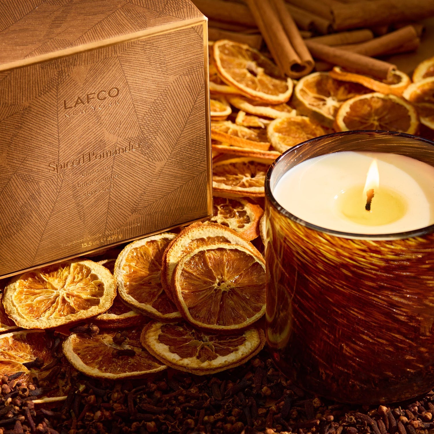 Lifestyle image of Lafco Spiced Pomander Candle variant: 6.5 oz (Classic)