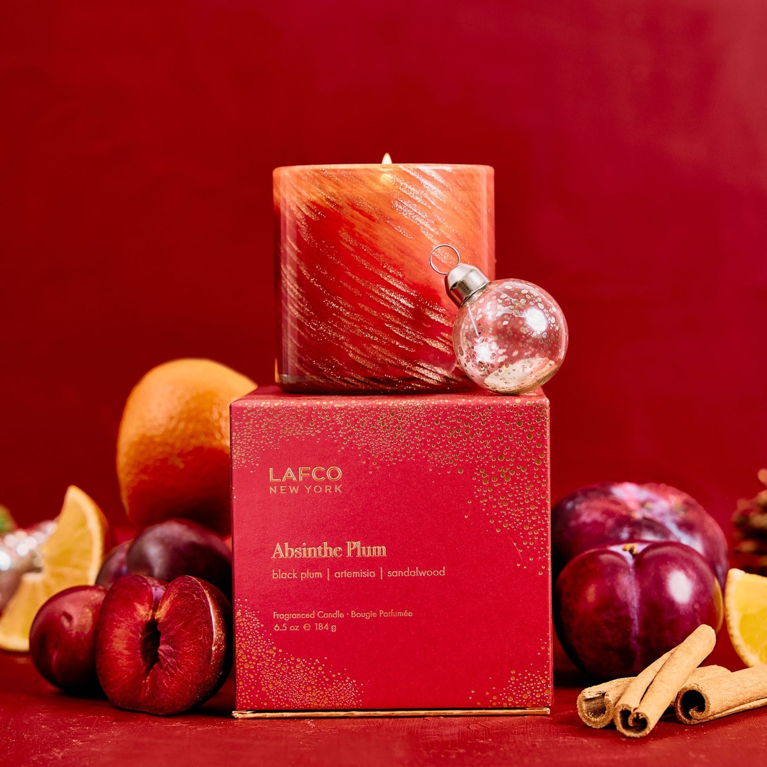 Lifestyle image of Lafco Absinthe Plum Candle (Limited Edition) variant: 6.5 oz (Classic)
