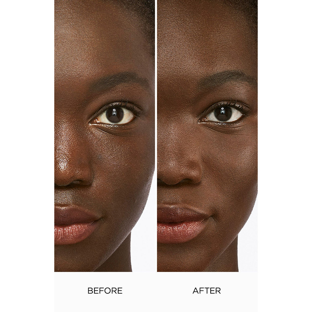 Before and after results of using Laura Mercier Flawless Lumière Radiance-Perfecting Foundation variant: 6N2 ESPRESSO