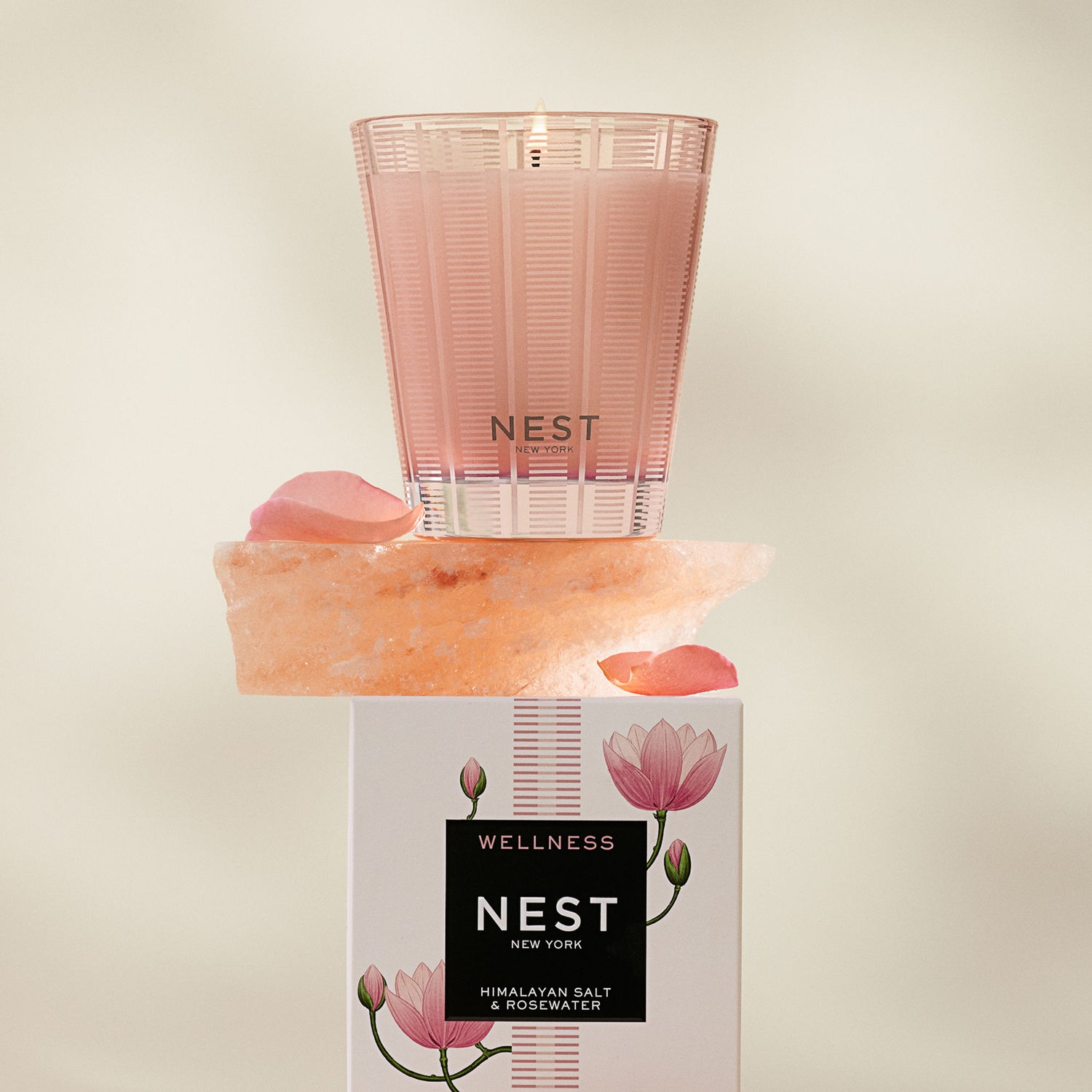 Lifestyle image of Nest Himalayan Salt & Rosewater Candle variant: 8.1 oz (Classic)