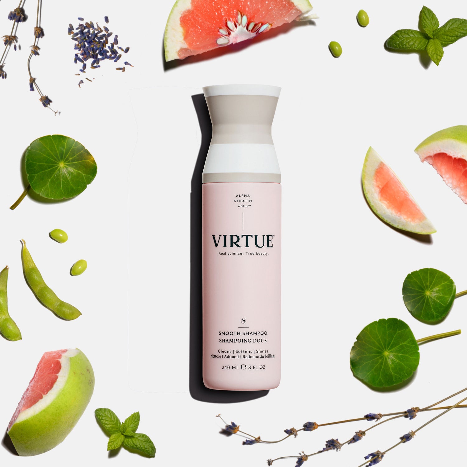 Lifestyle image of Virtue Smooth Shampoo variant: 8 oz