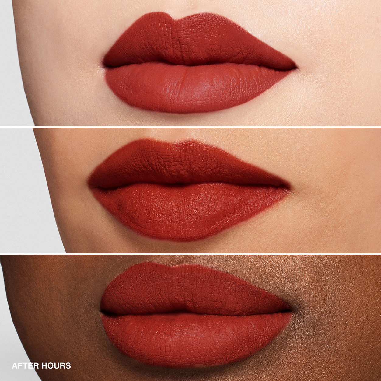 A shade comparison of Bobbi Brown Luxe Matte Lipstick variant: After Hours