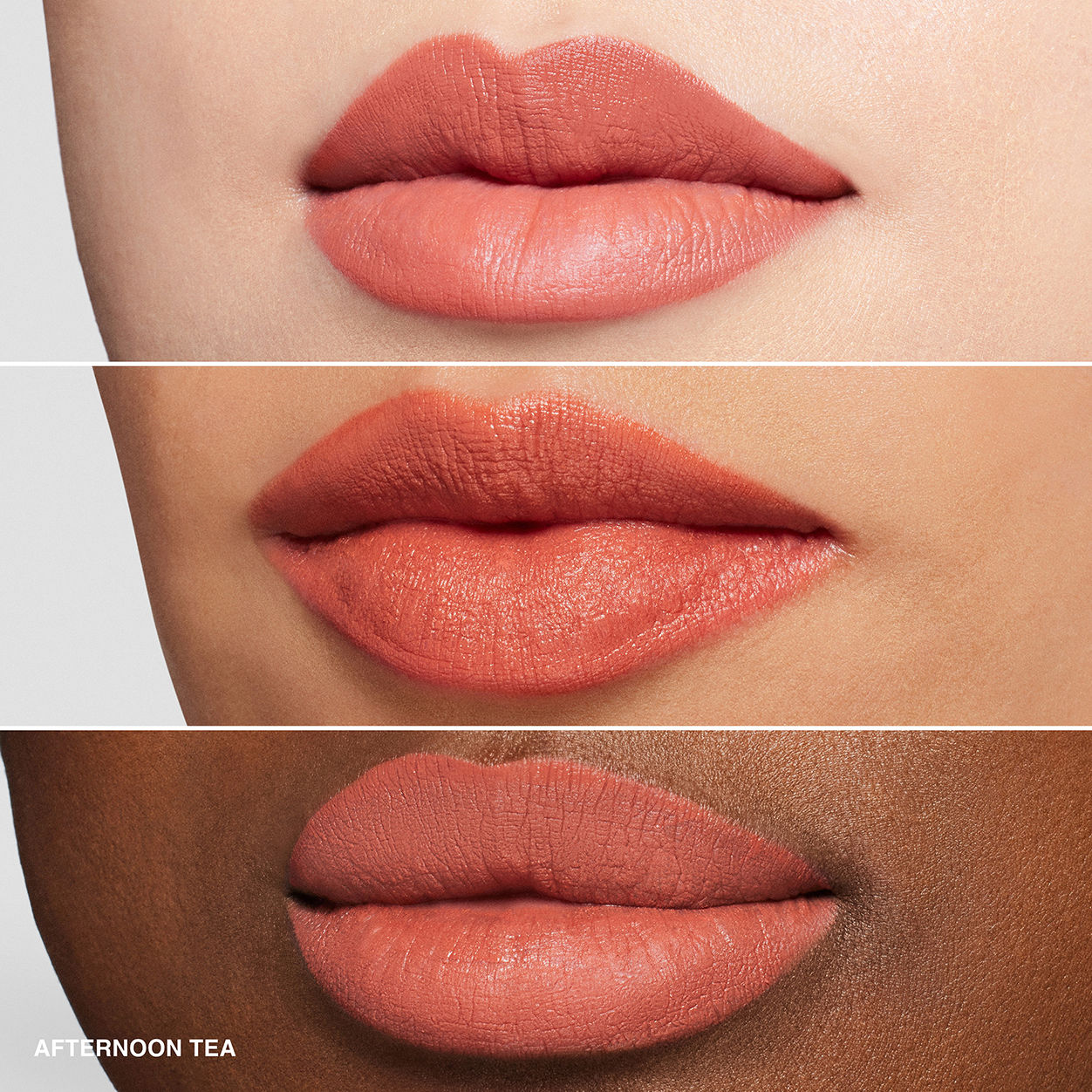 A shade comparison of Bobbi Brown Luxe Matte Lipstick variant: Afternoon Tea