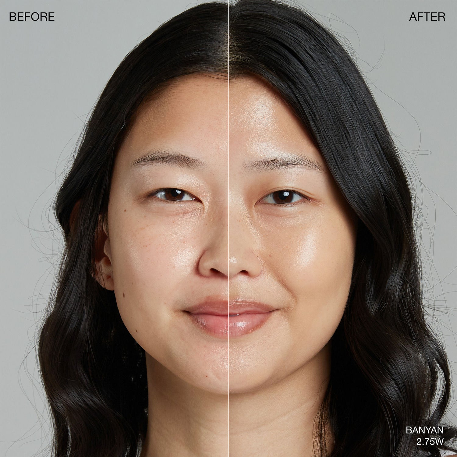 Before and after results of using Ogee Sculpted Complexion Stick variant: Banyan 2.75W