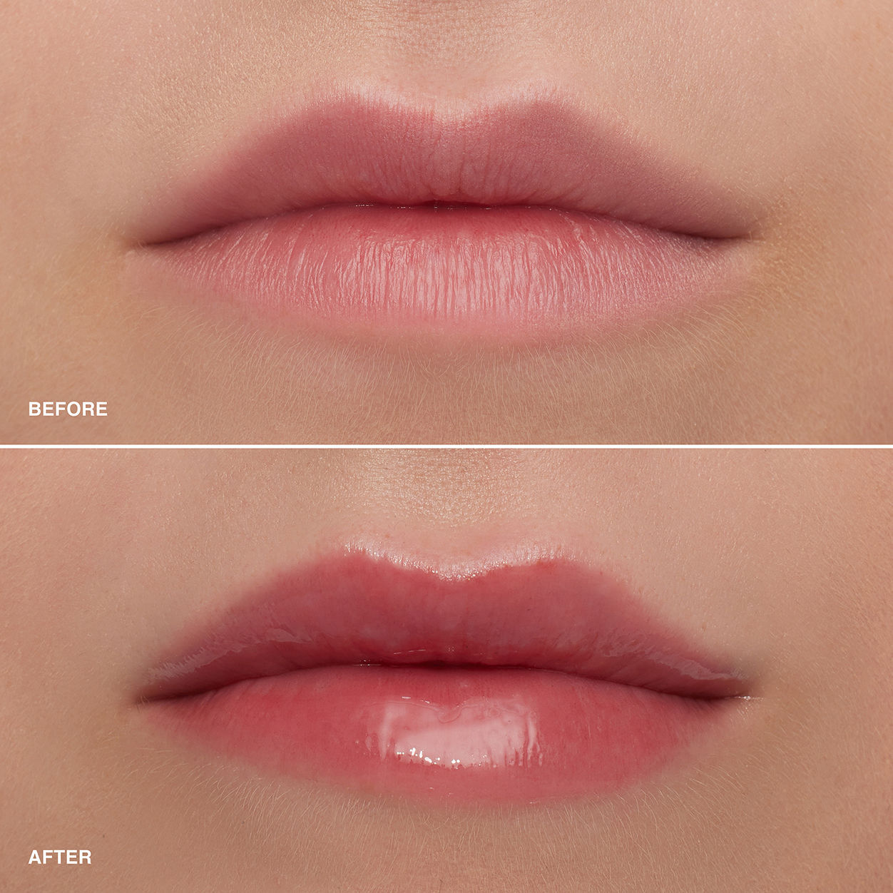 Before and after results of using Bobbi Brown Extra Plump Lip Serum variant: Bare Pink