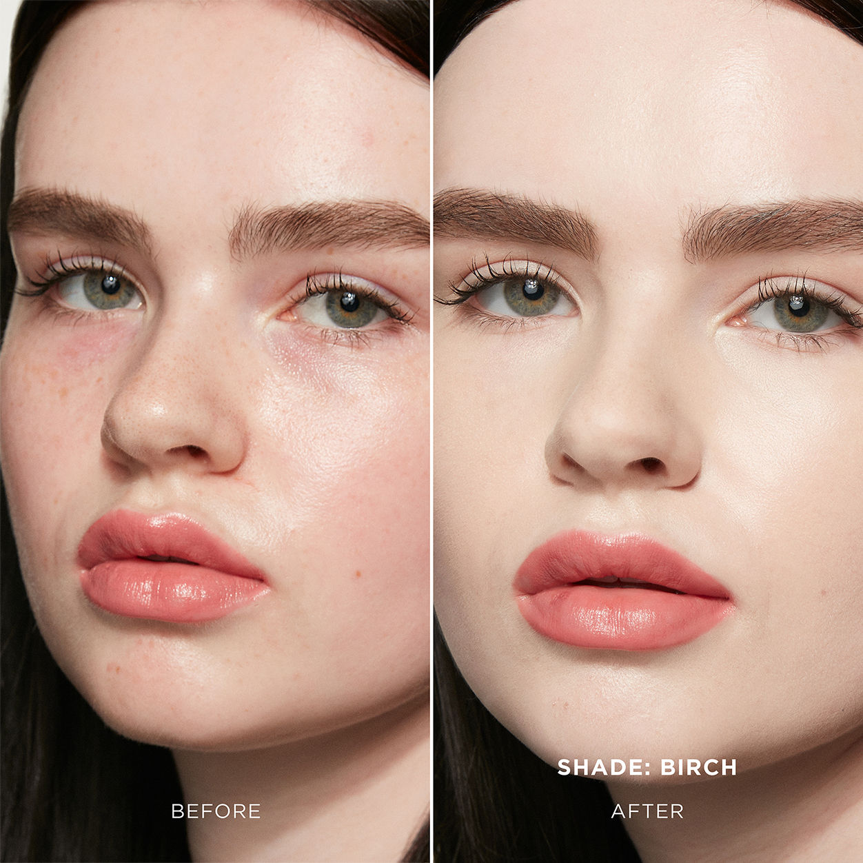 Before and after results of using Hourglass Vanish Airbrush Concealer Travel variant: Birch 1