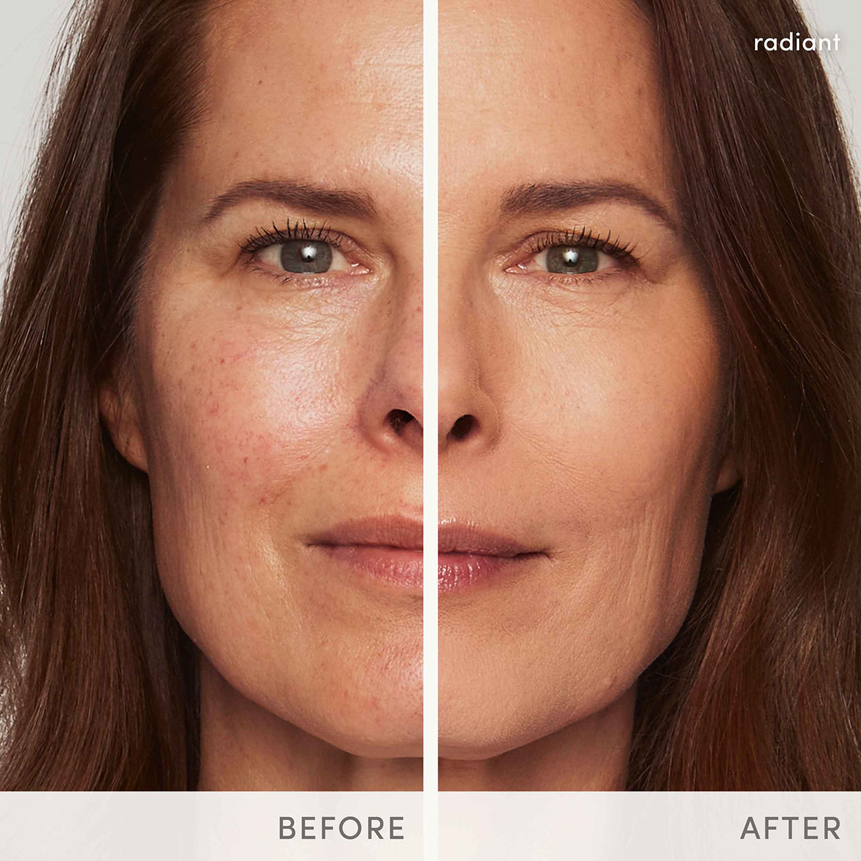 Before and after results of using Jane Iredale PurePressed Base Mineral Foundation Refill SPF 20/15 variant: Bisque SPF 20