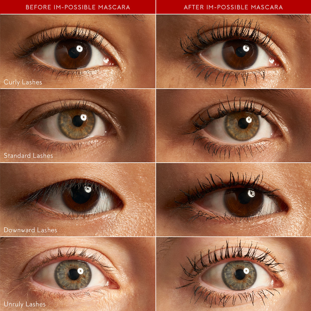 Before and after results of using Kjaer Weis Im-Possible Mascara variant: Black