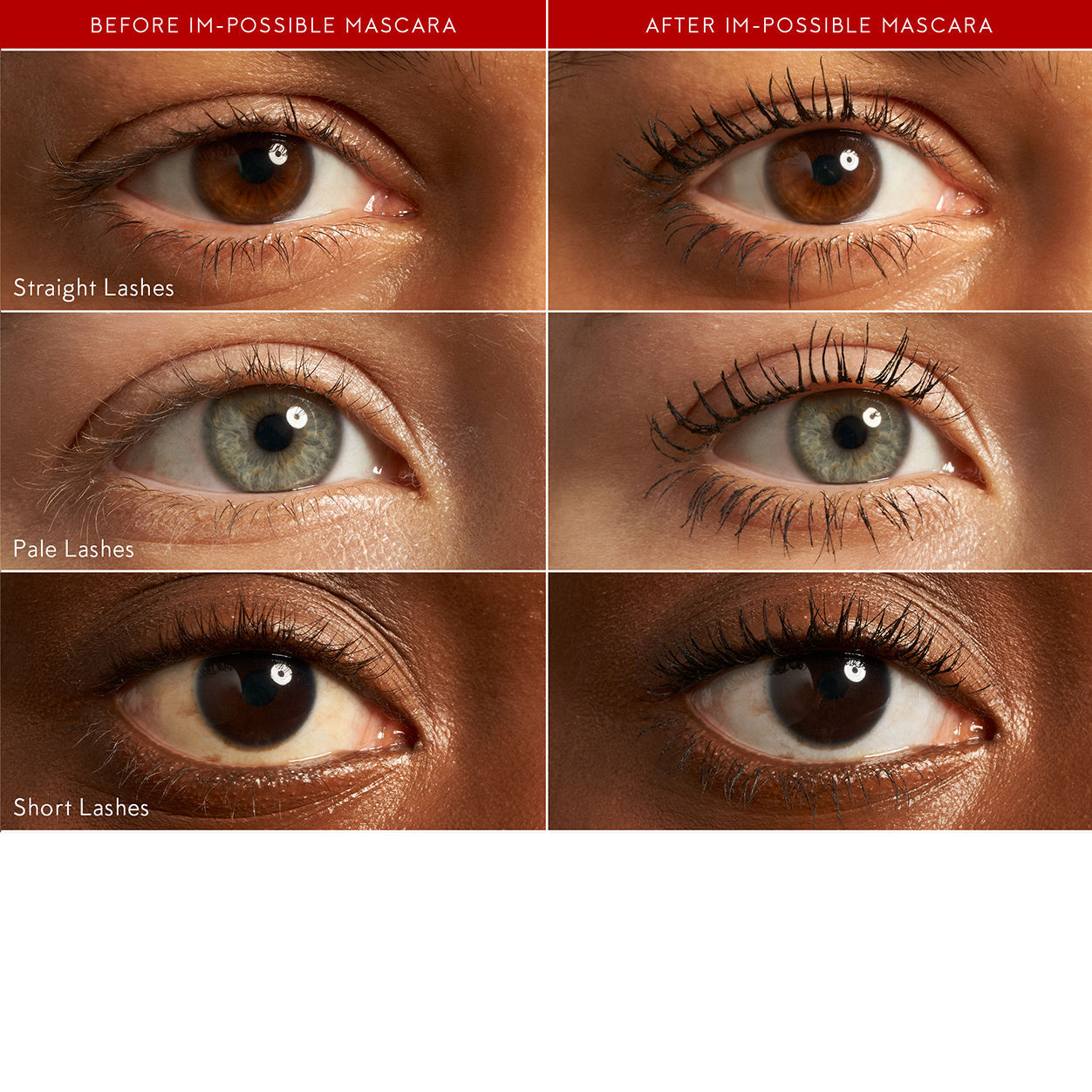 Before and after results of using Kjaer Weis Im-Possible Mascara variant: Black