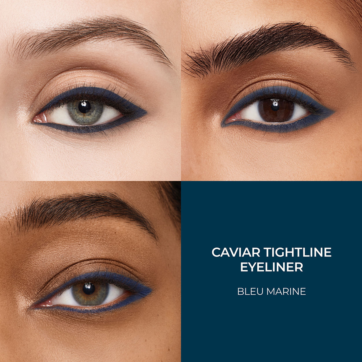 A shade comparison of Laura Mercier Caviar Tightline Eyeliner variant: Bleu Marine