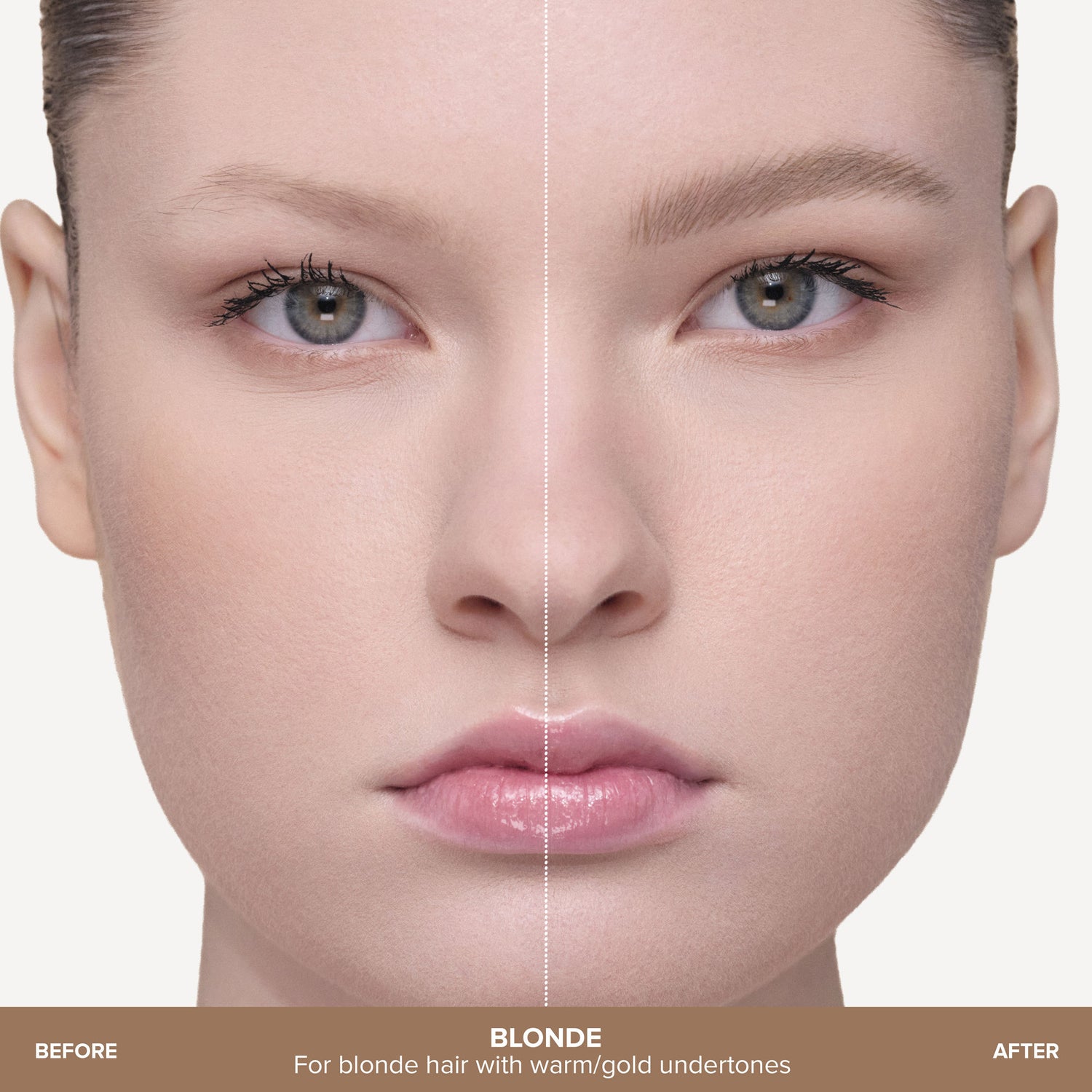Before and after results of using Anastasia Beverly Hills MicroStroke Brow Pen variant: Blonde