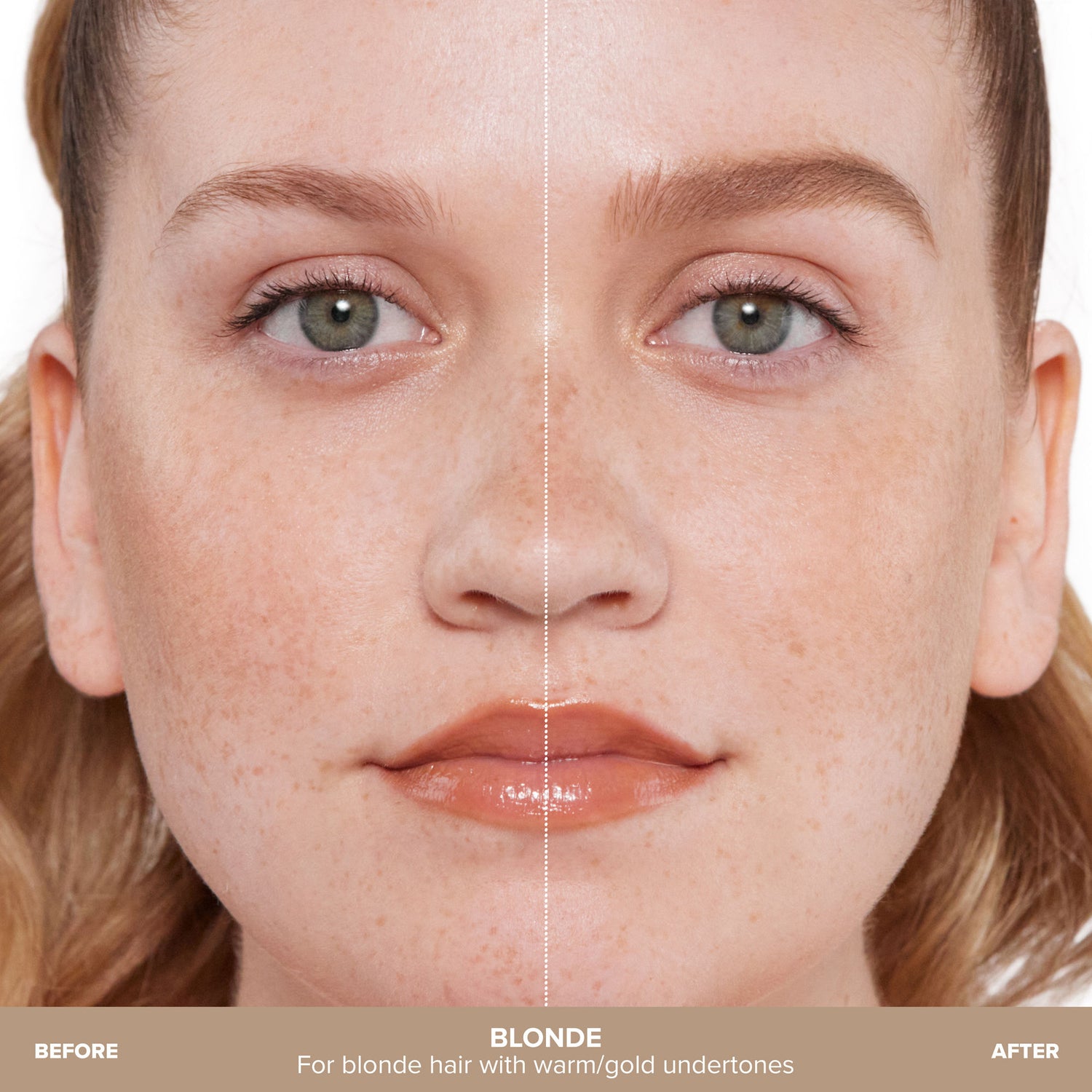 Before and after results of using Anastasia Beverly Hills Blonde variant: Blonde