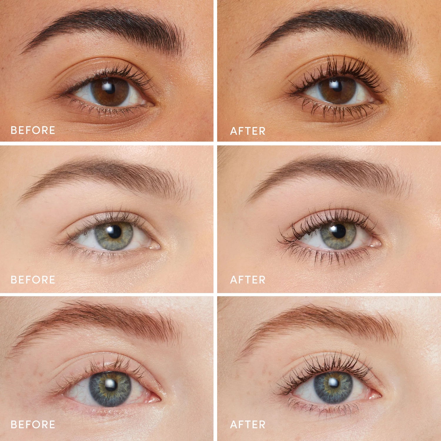 Before and after results of using Jane Iredale Lash Fixation Length & Definition Tubing Mascara variant: Brown