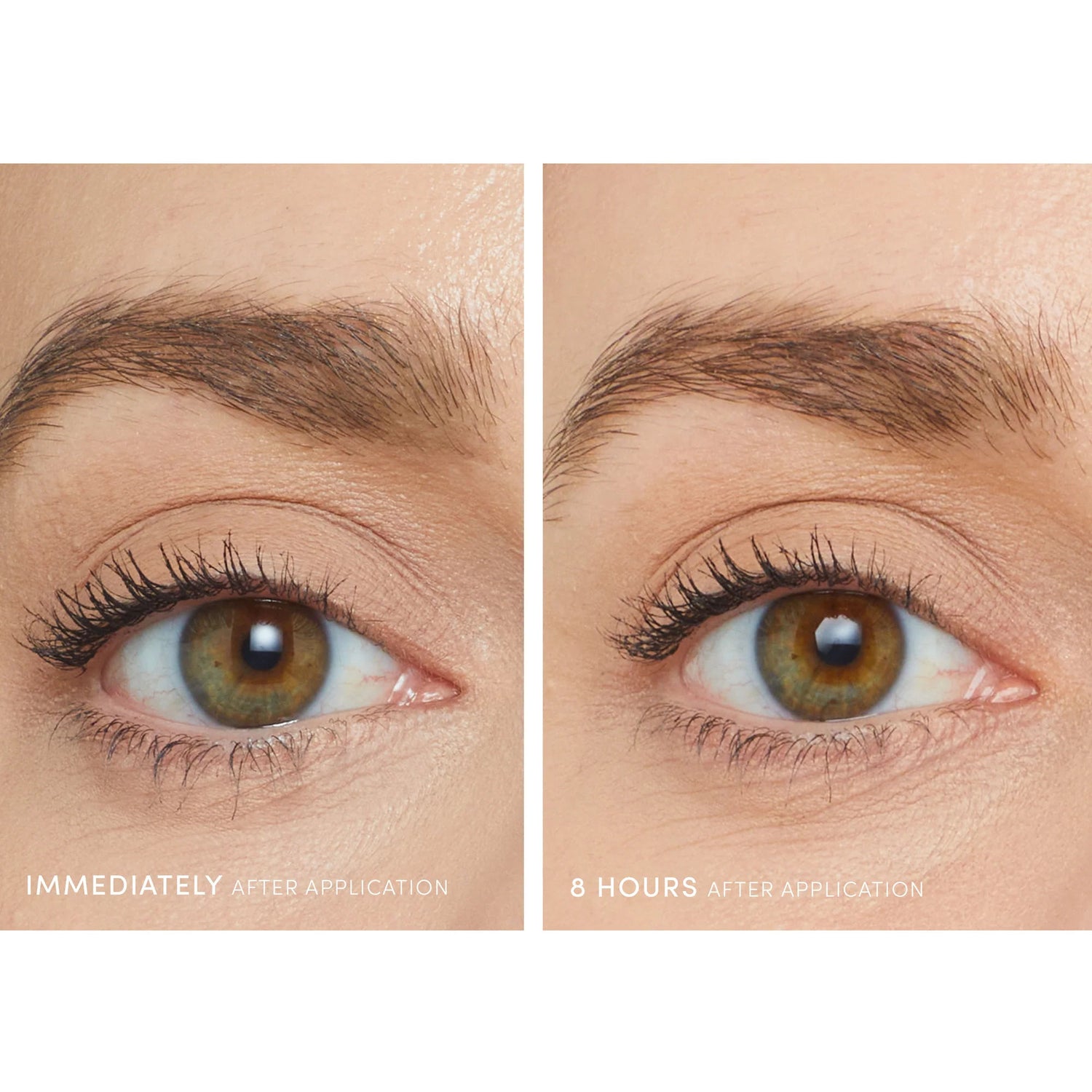 Before and after results of using Jane Iredale Lash Fixation Length & Definition Tubing Mascara variant: Brown