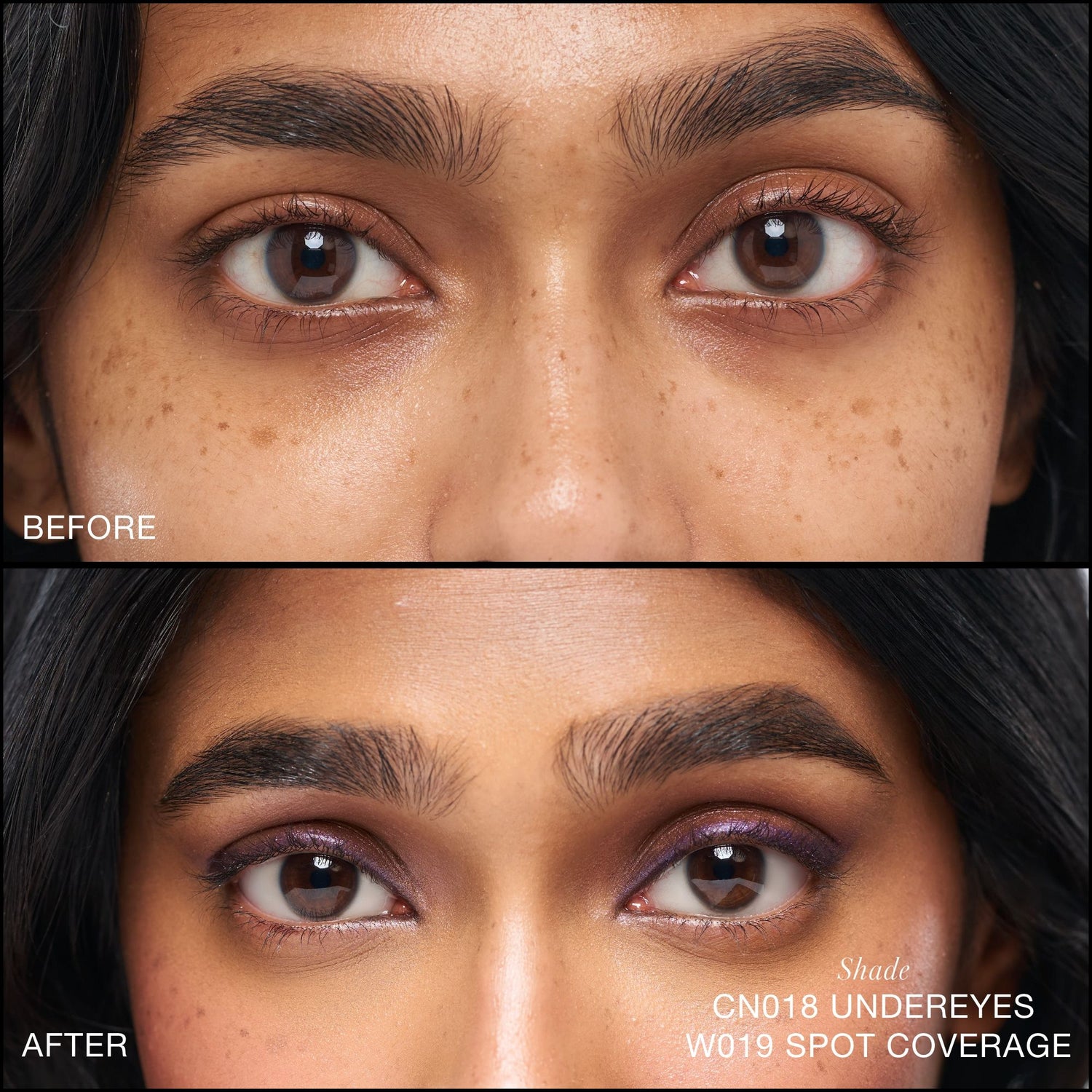Before and after results of using RMS Beauty Revitalize Hydra Concealer variant: CN018