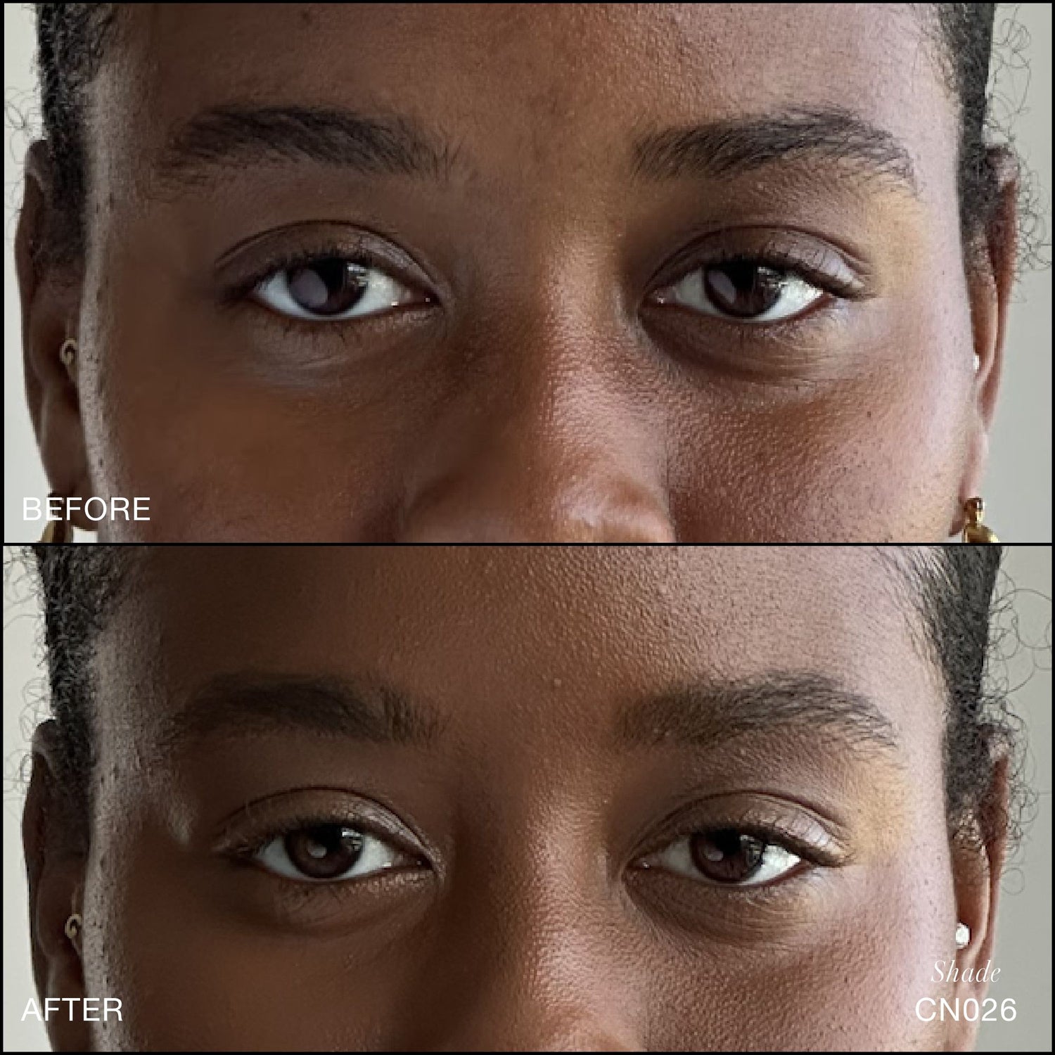 Before and after results of using RMS Beauty Revitalize Hydra Concealer variant: CN026