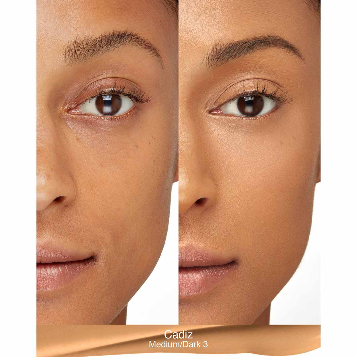 Before and after results of using Nars Natural Radiant Longwear Foundation variant: Cádiz MD3