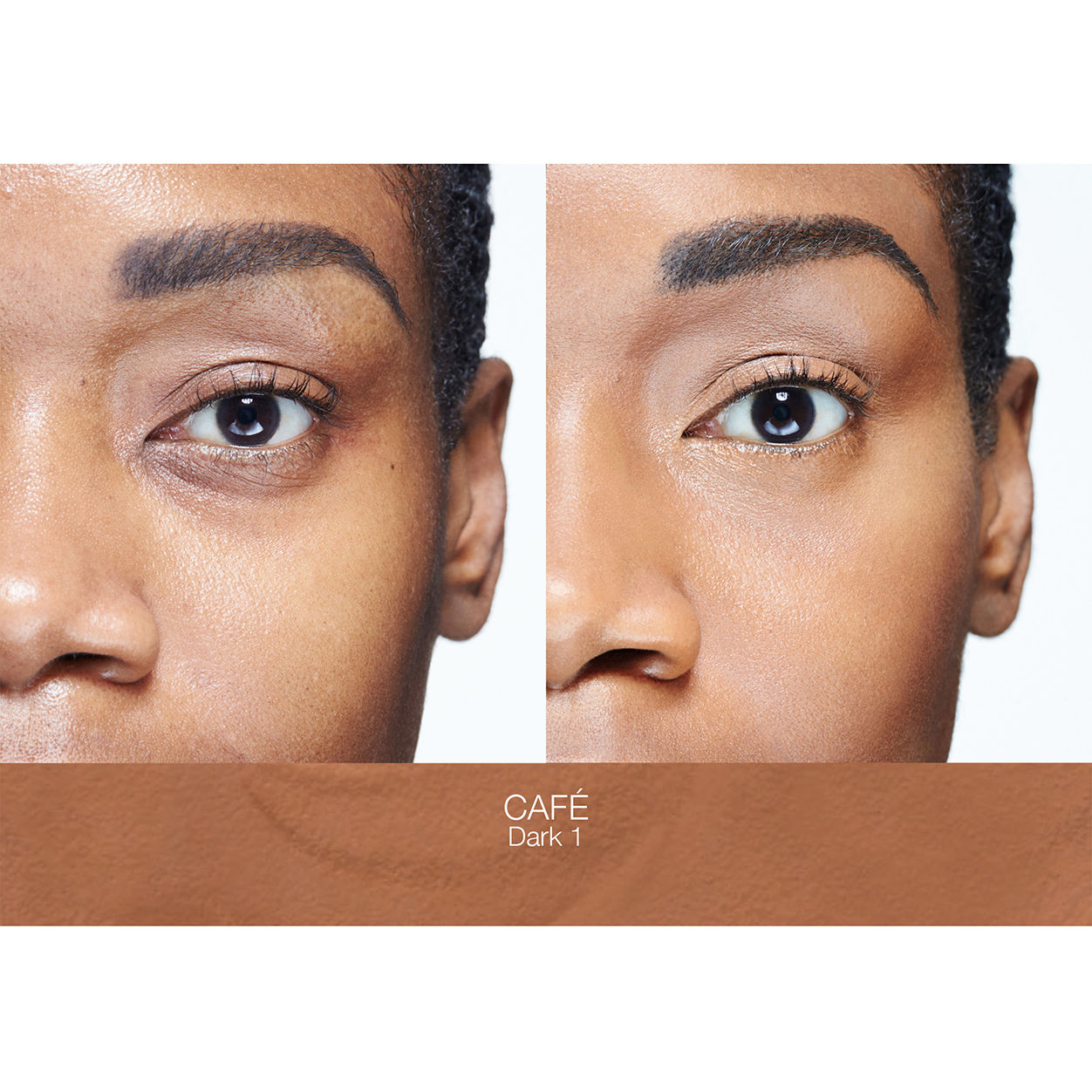Before and after results of using Nars Soft Matte Complete Concealer variant: Café