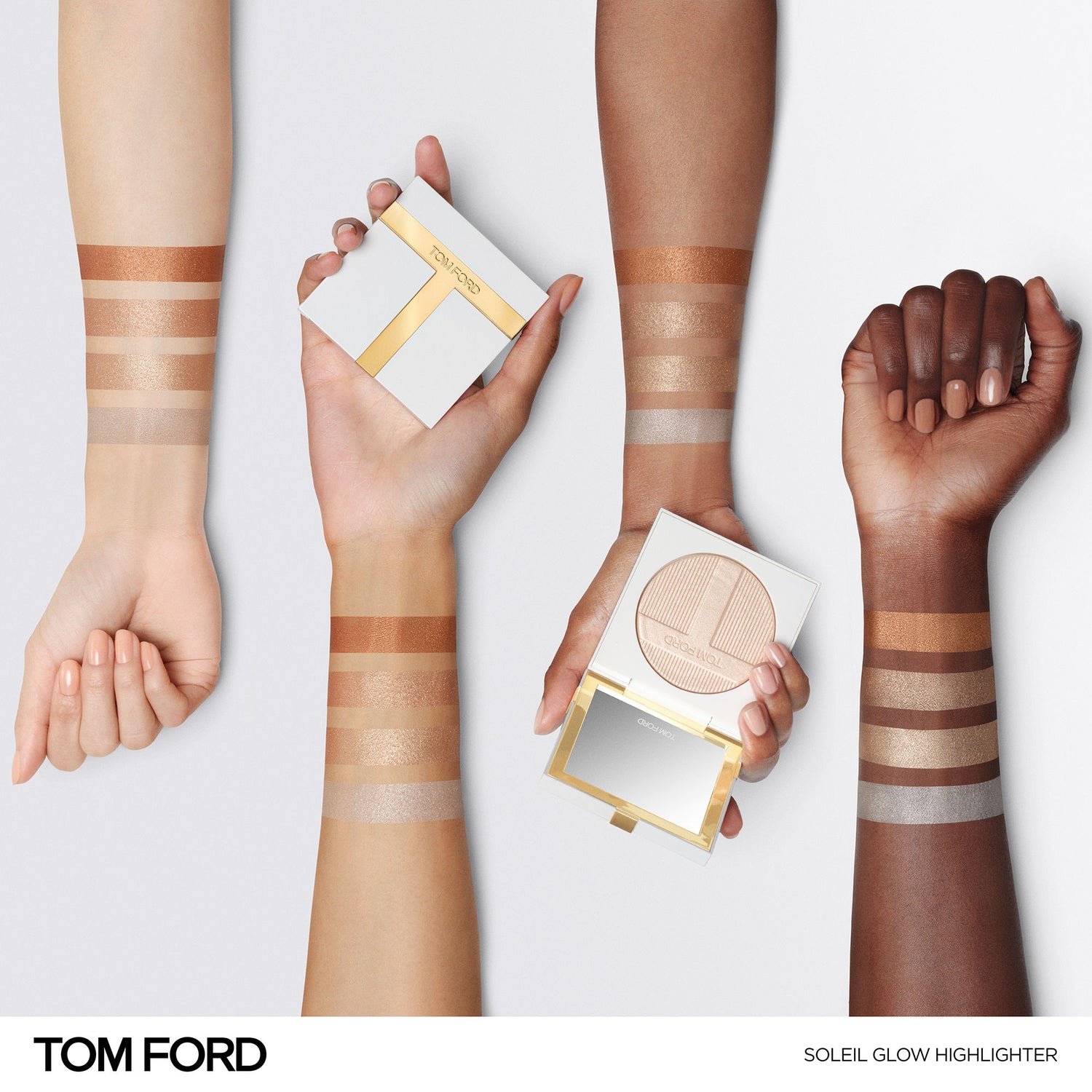 An arm swatch of Tom Ford Soleil Glow Highlighter
