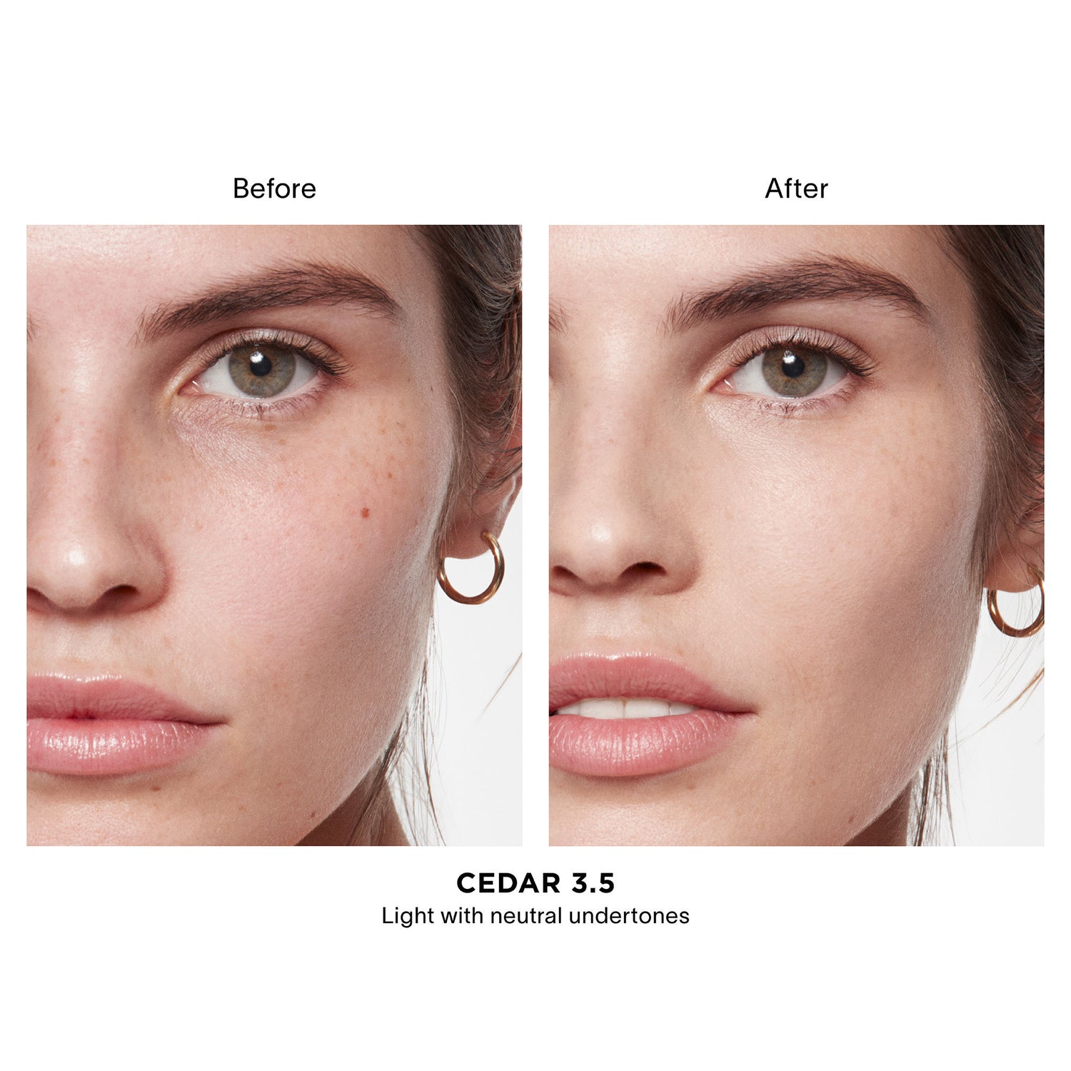 Before and after results of using Hourglass Vanish Airbrush Concealer variant: Cedar 3.5
